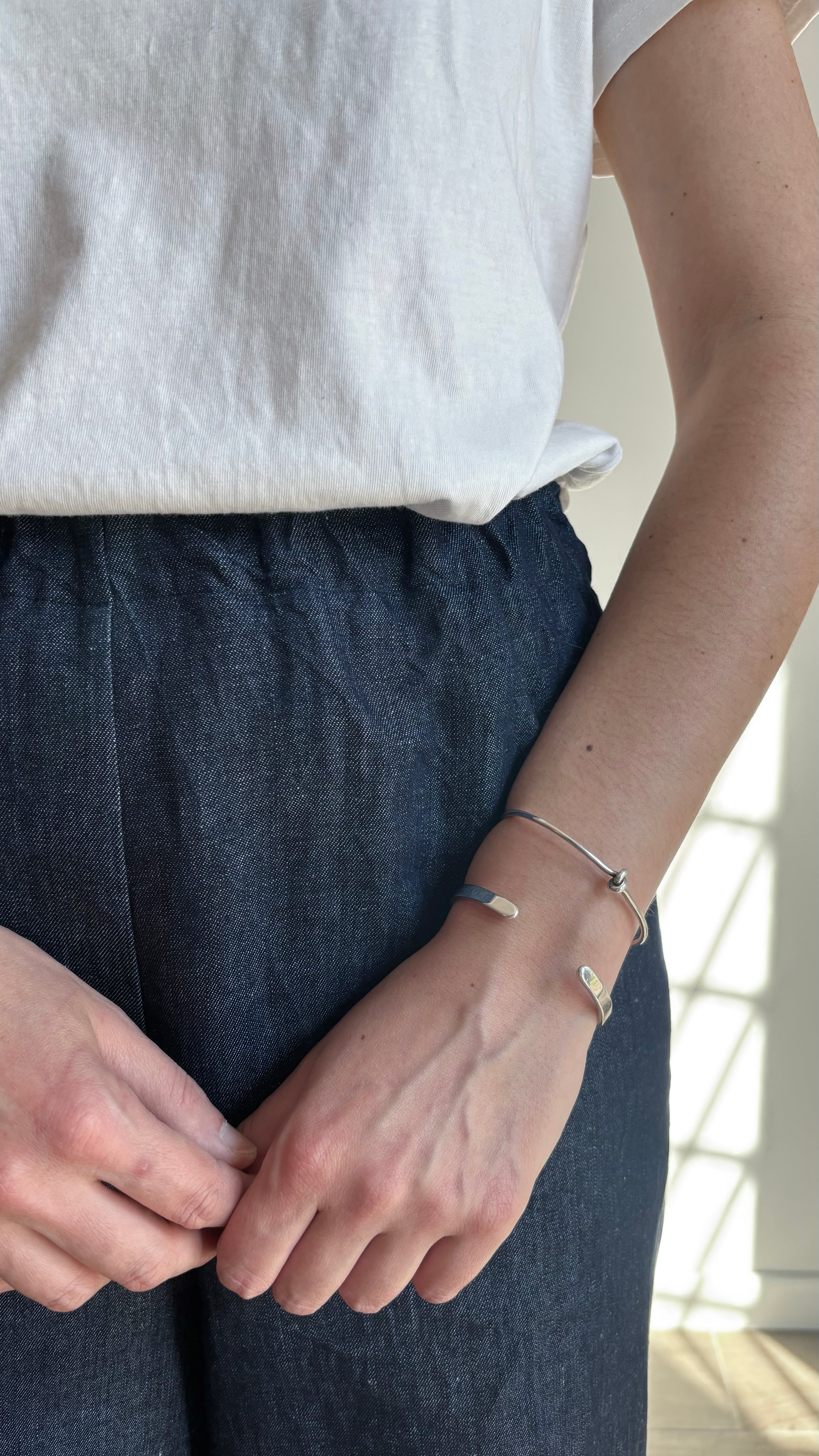 Pantalone Palazzo Jeans Blu Misto Lino
