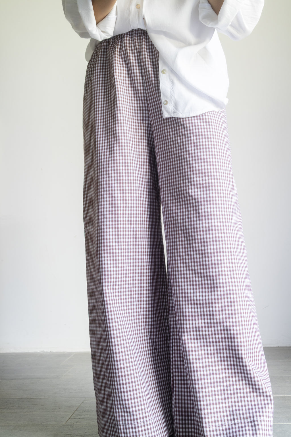 Pantaloni Vichy cacao