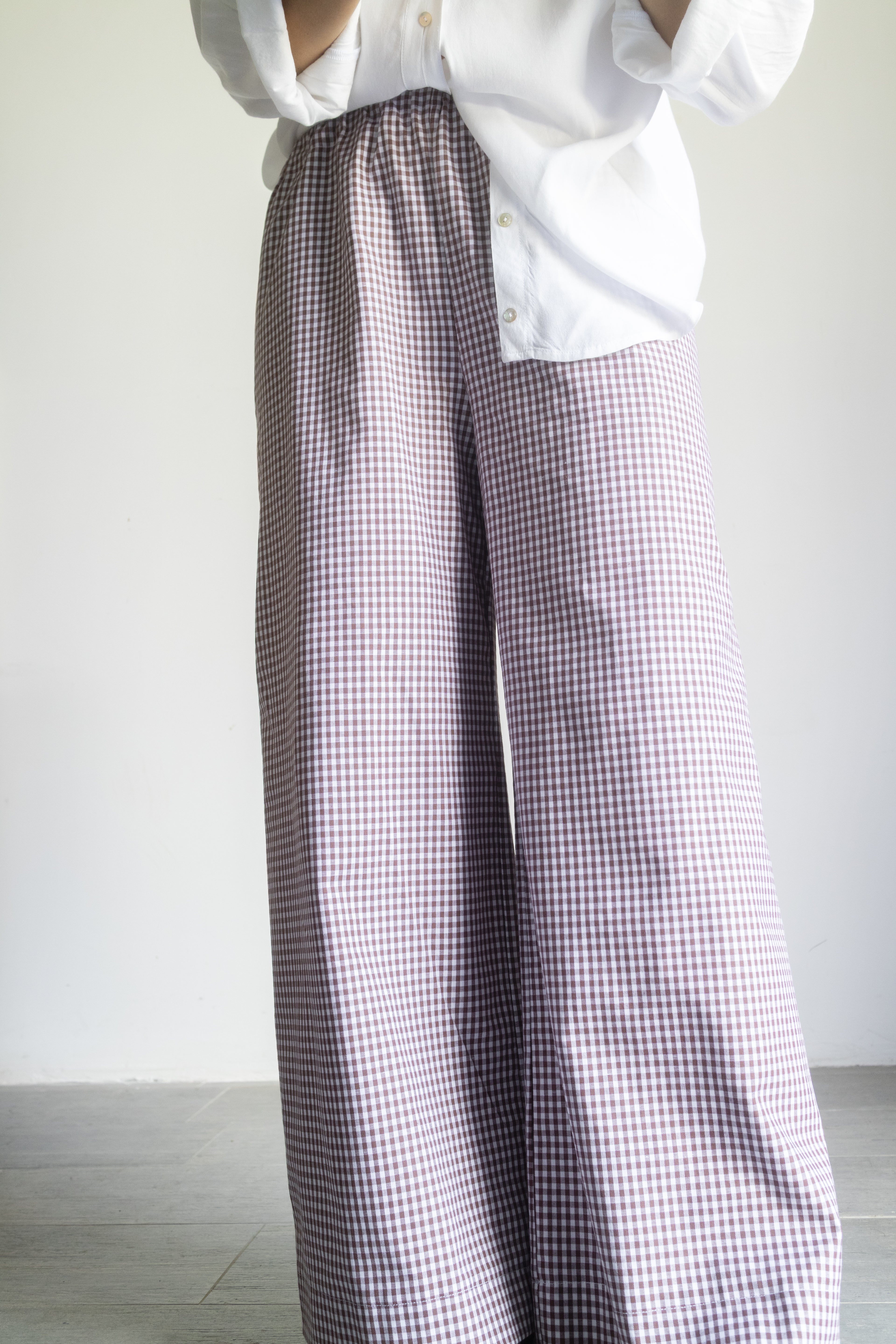 Pantaloni Vichy cacao