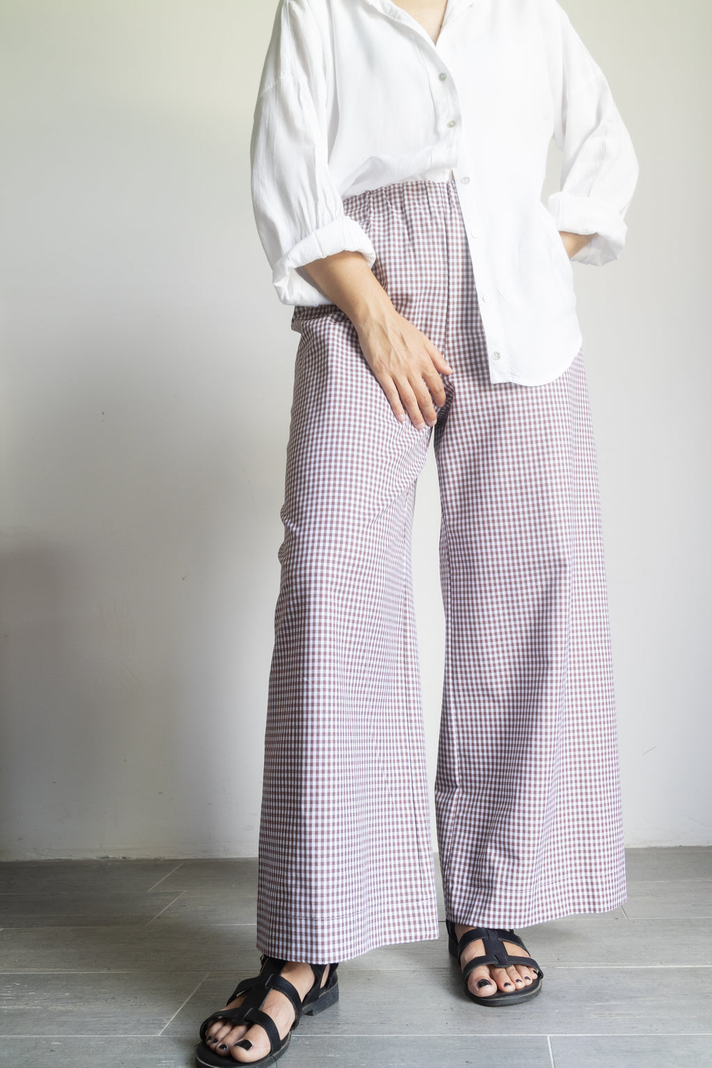 Pantaloni Vichy cacao