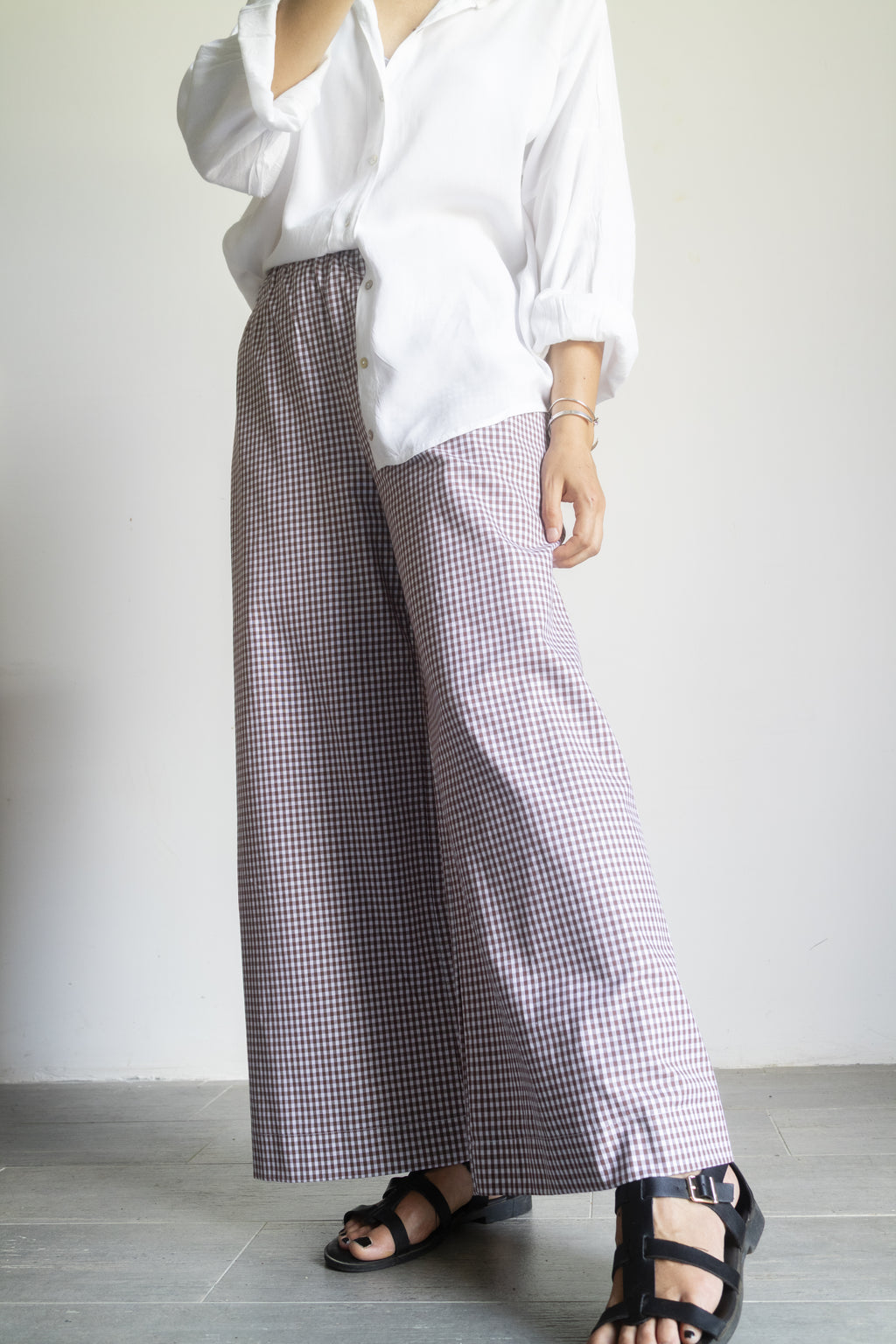 Pantaloni Vichy cacao