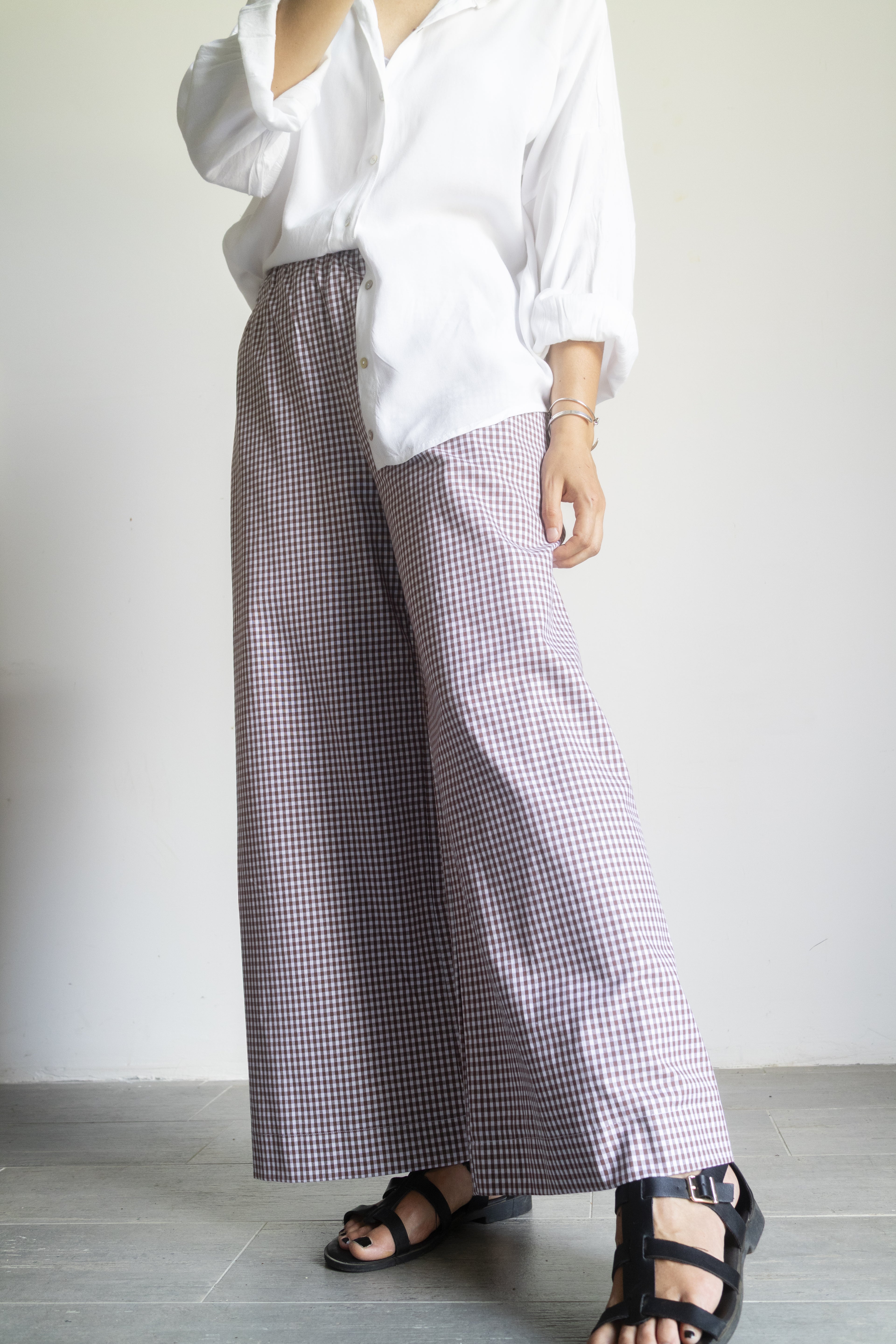 Pantaloni Vichy cacao
