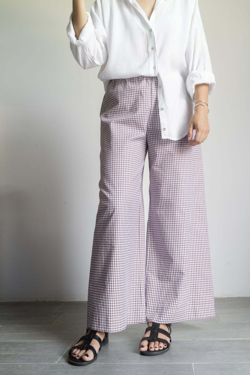 Pantaloni Vichy cacao