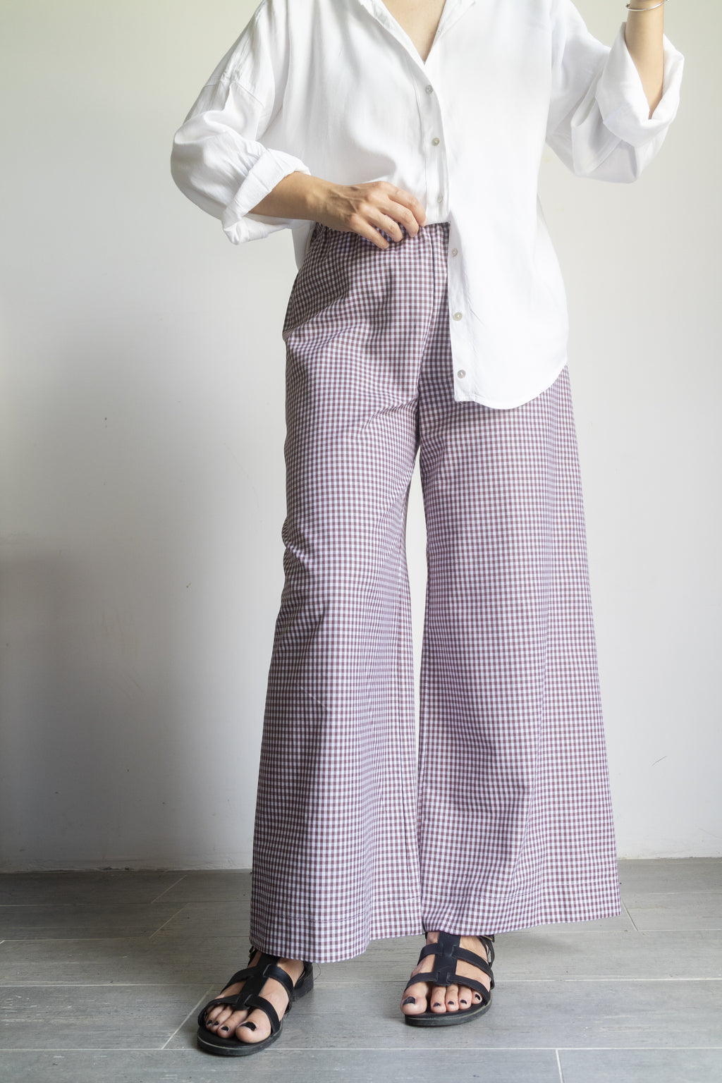 Pantaloni Vichy cacao