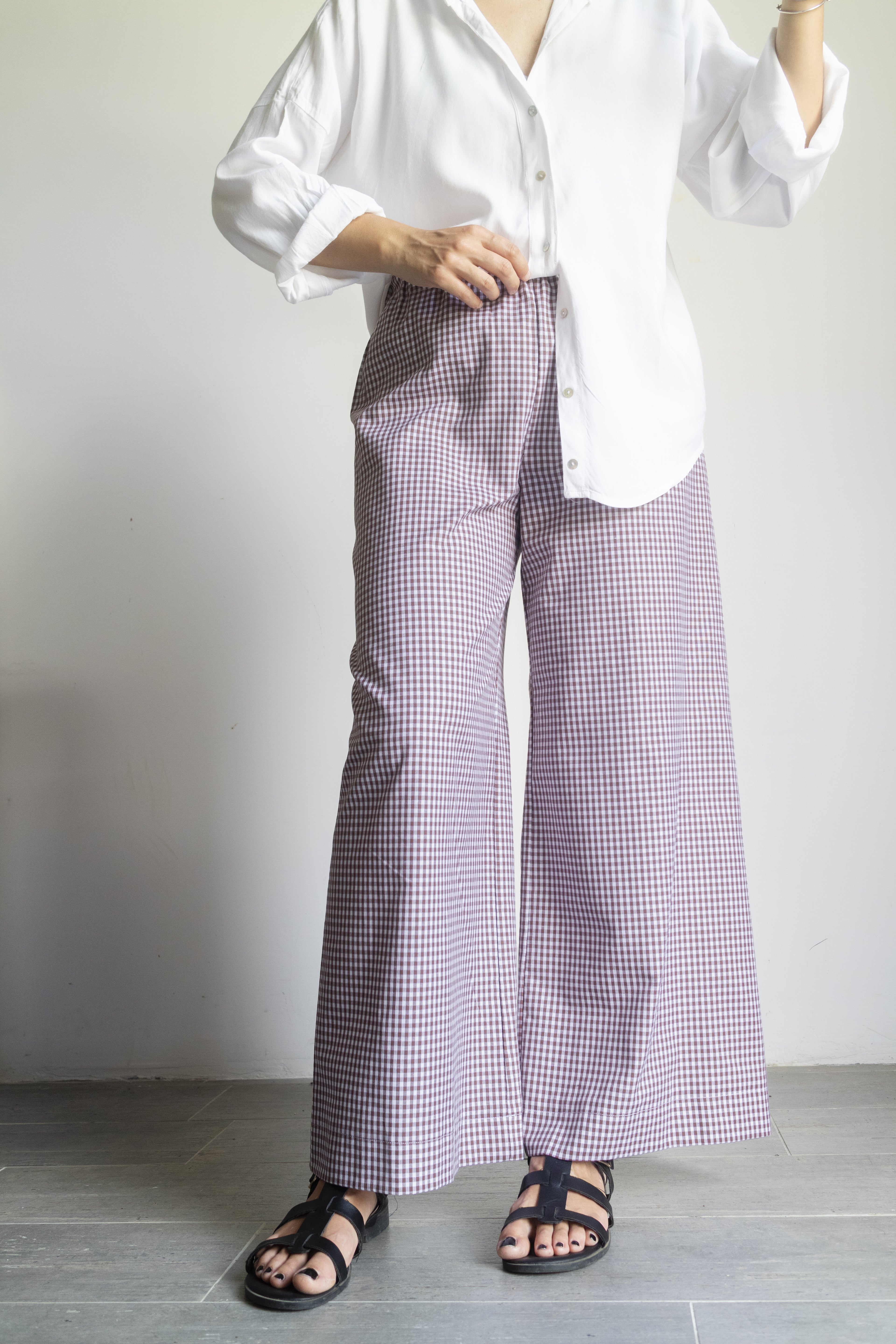 Pantaloni Vichy cacao