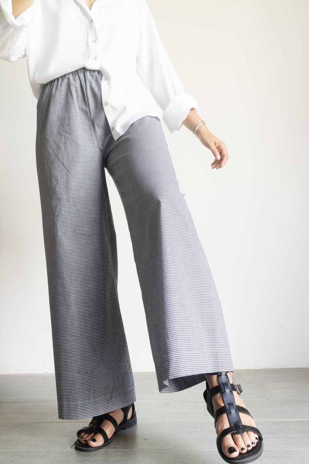 Pantaloni Micro Vichy Bianco e Nero