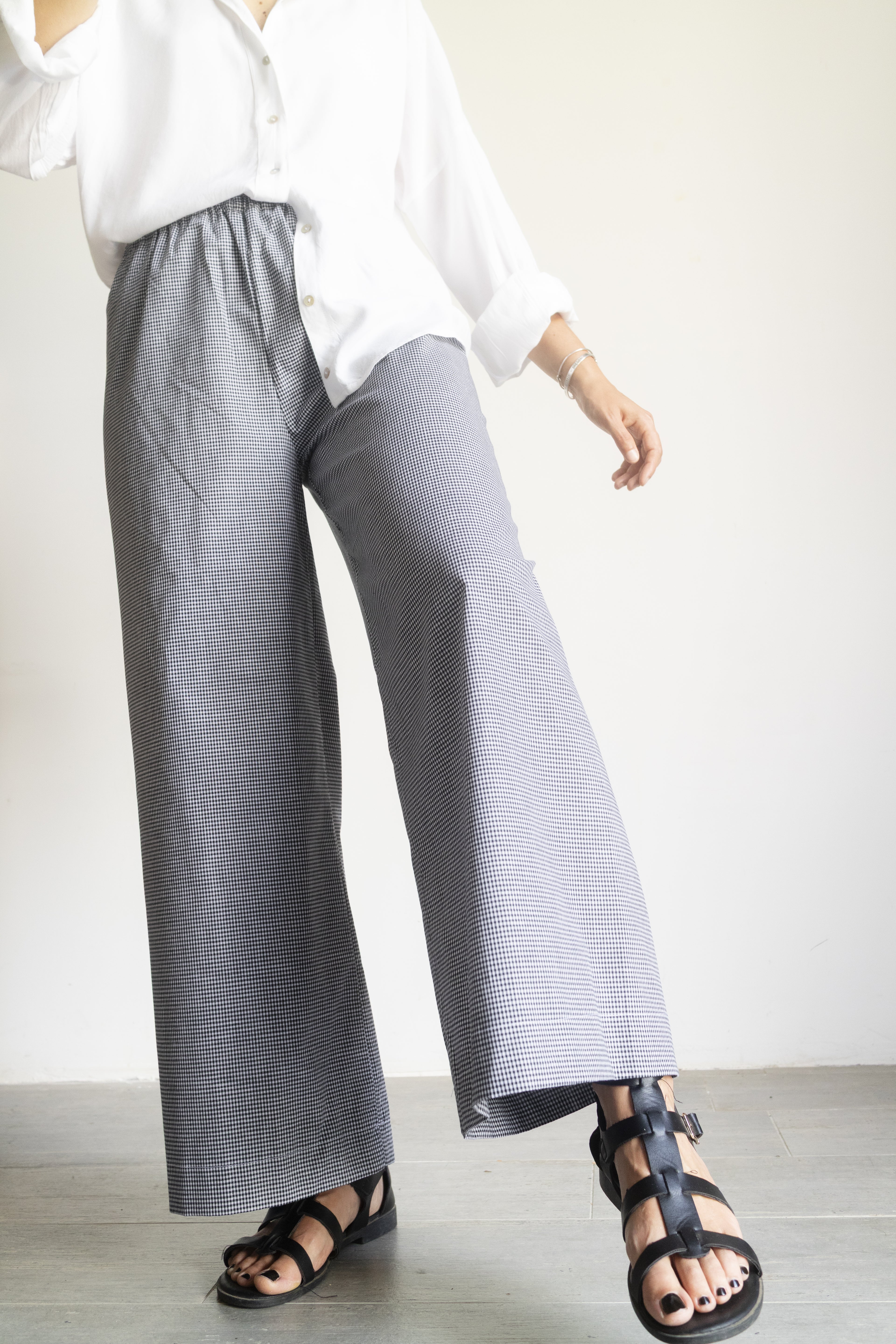 Pantaloni Micro Vichy Bianco e Nero