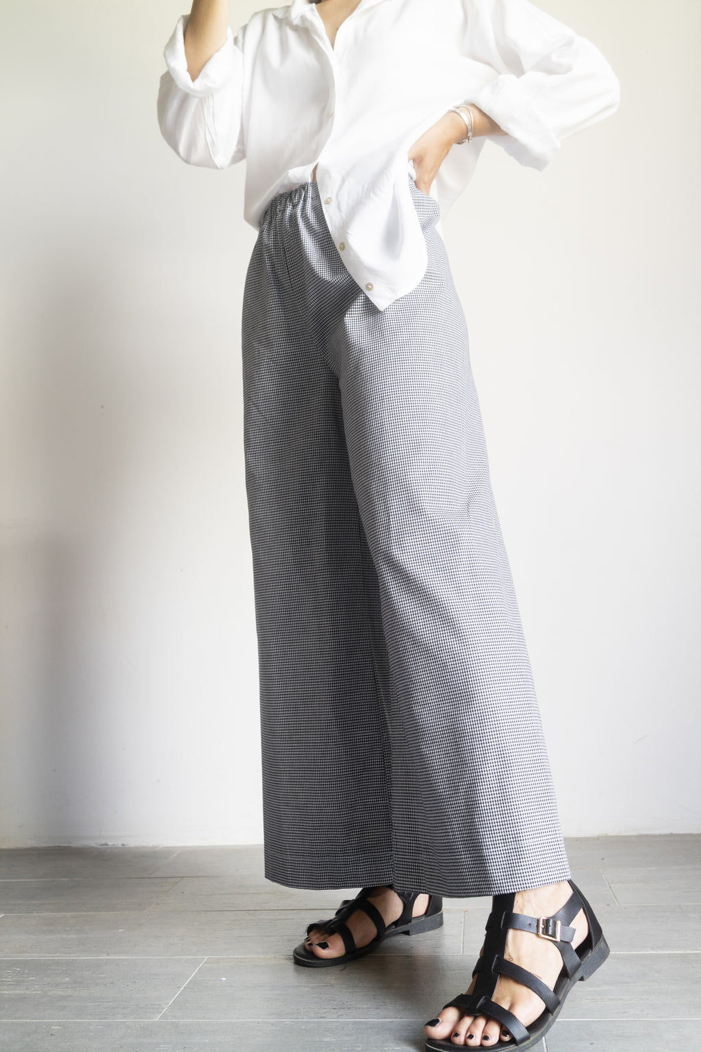 Pantaloni Micro Vichy Bianco e Nero