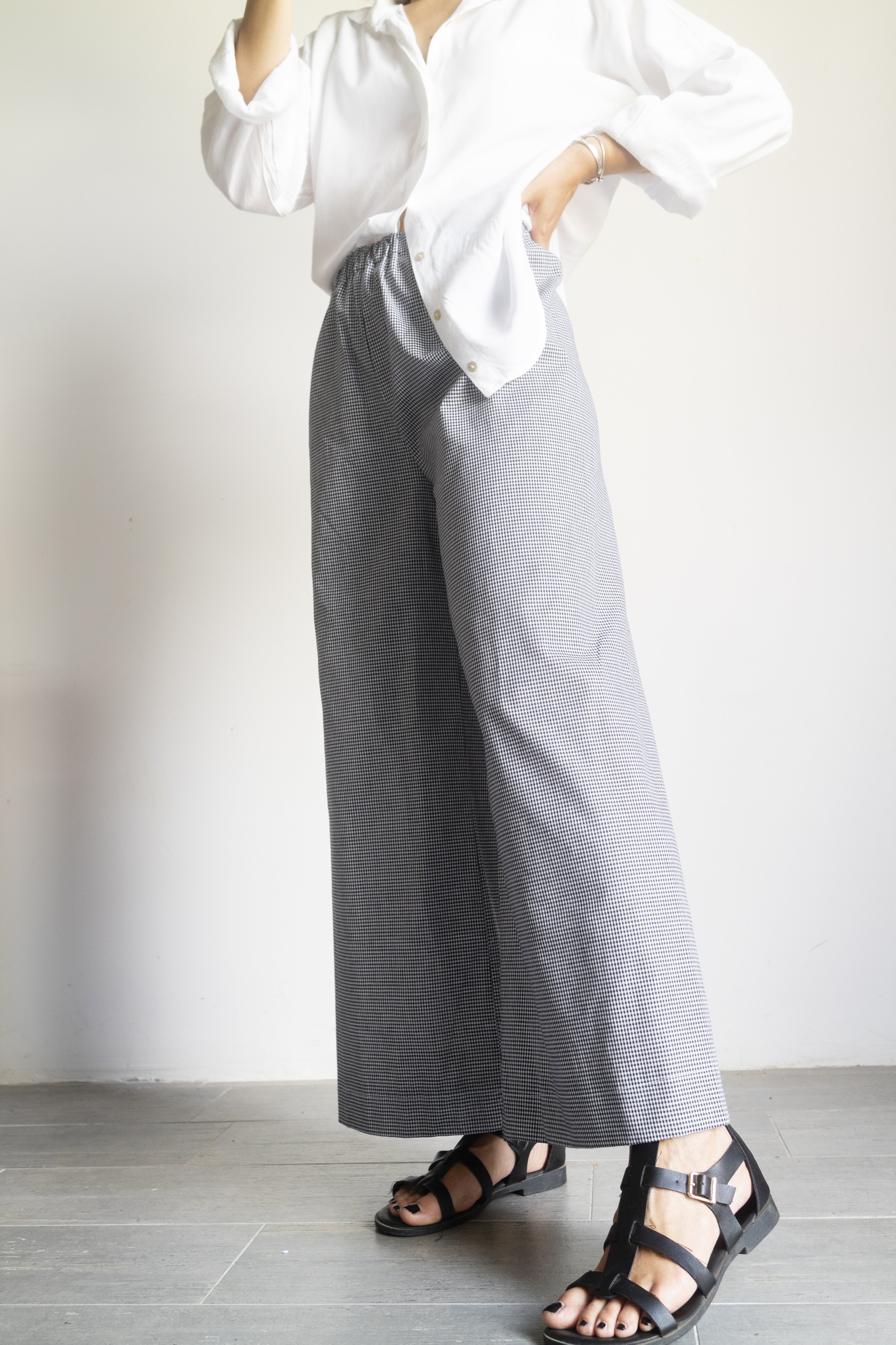 Pantaloni Micro Vichy Bianco e Nero