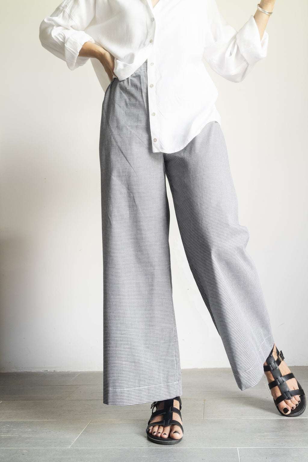 Pantaloni Micro Vichy Bianco e Nero