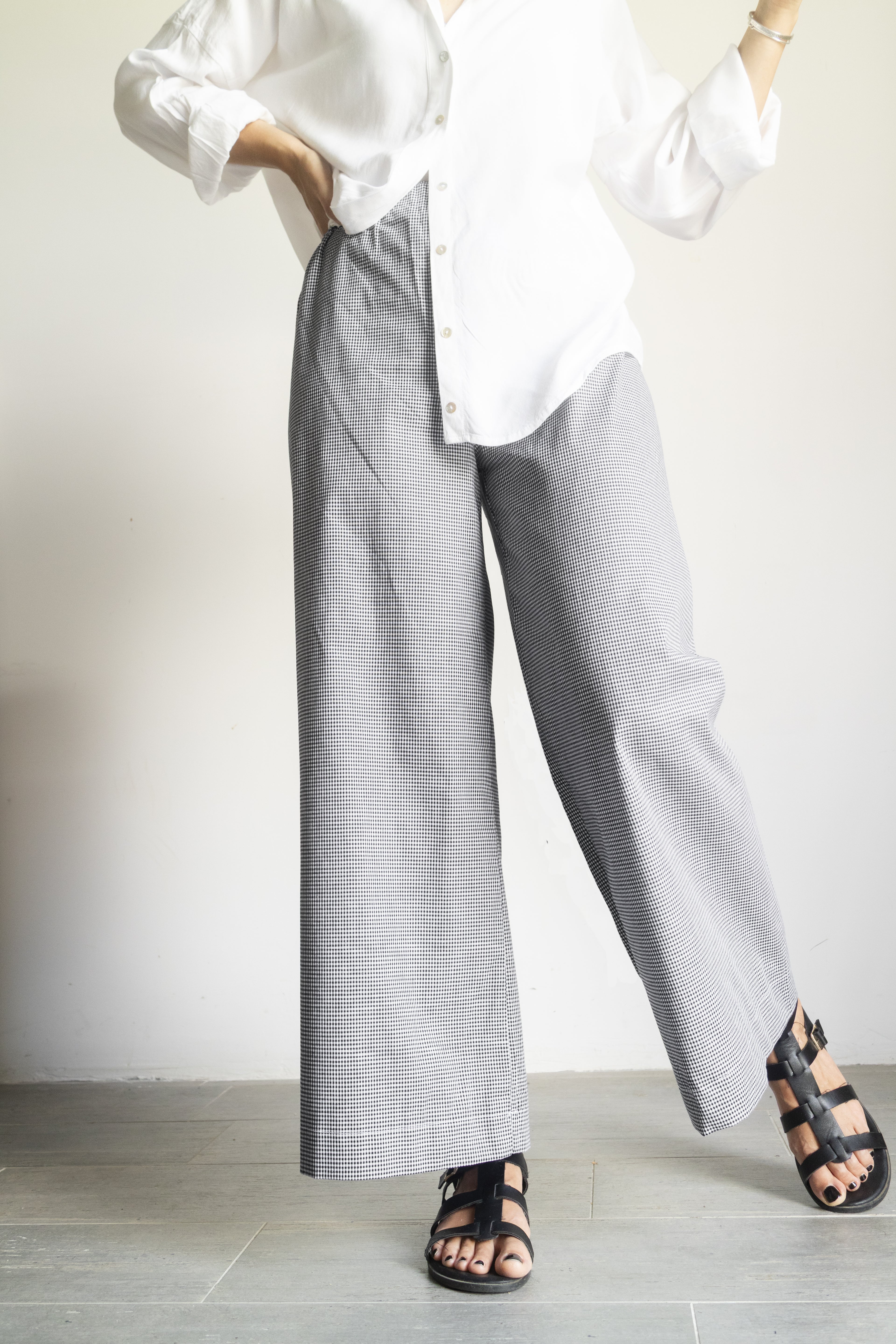 Pantaloni Micro Vichy Bianco e Nero