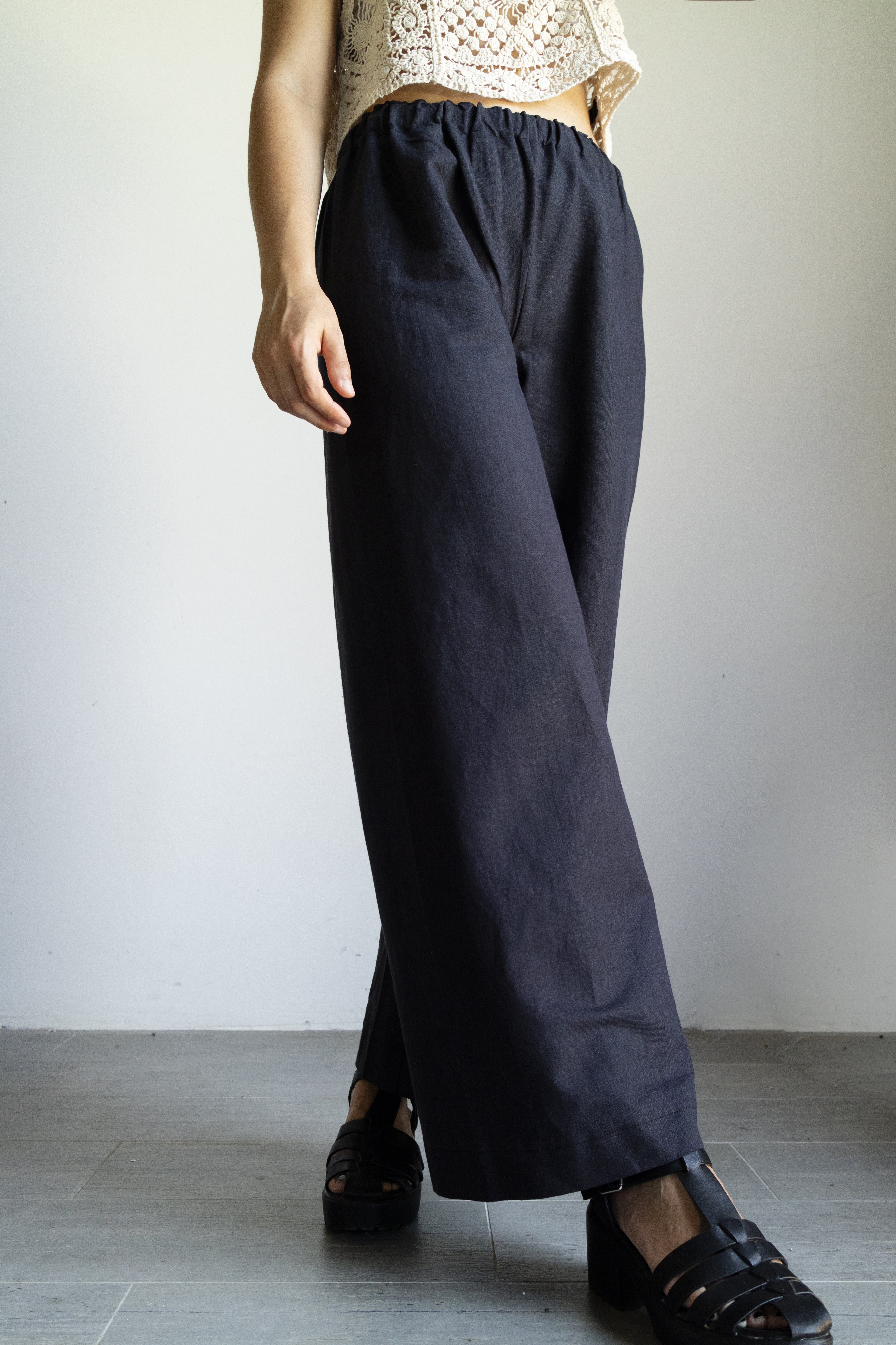 pantalone palazzo nero Lino