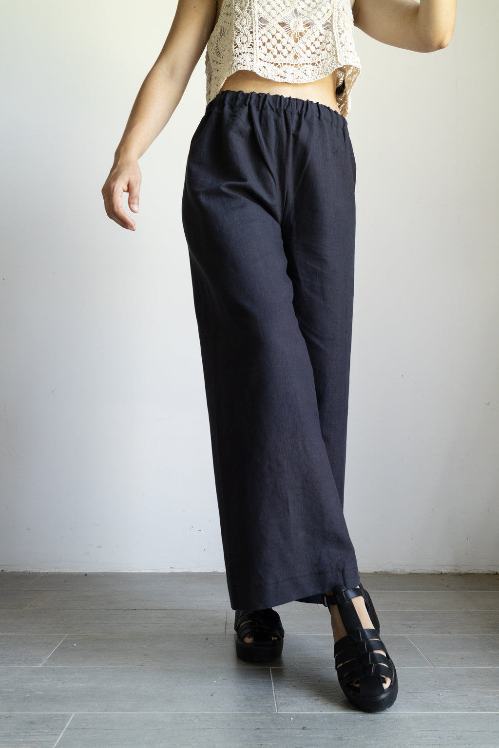 pantalone palazzo nero Lino