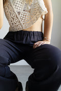 pantalone palazzo nero Lino
