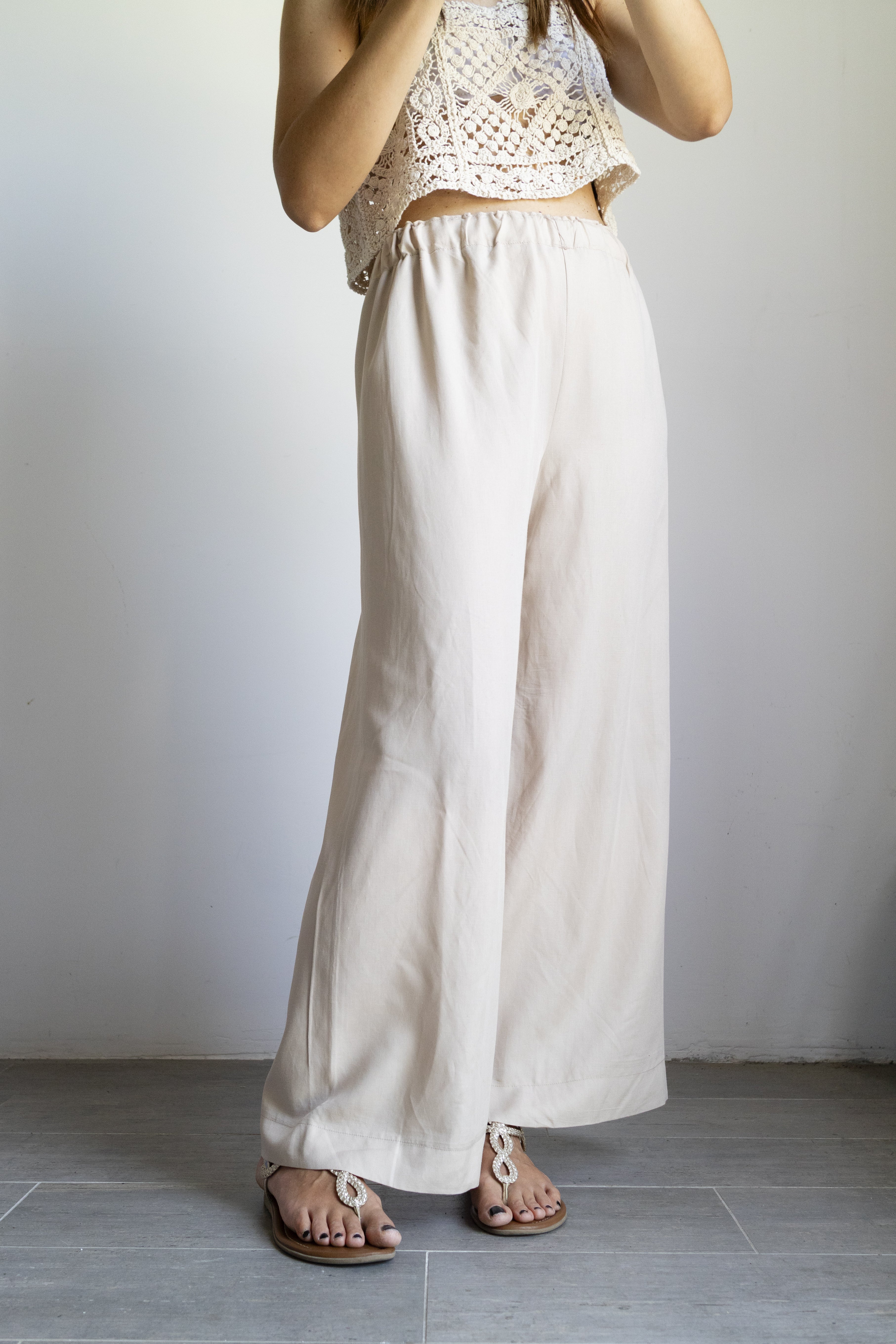 pantalone palazzo crema