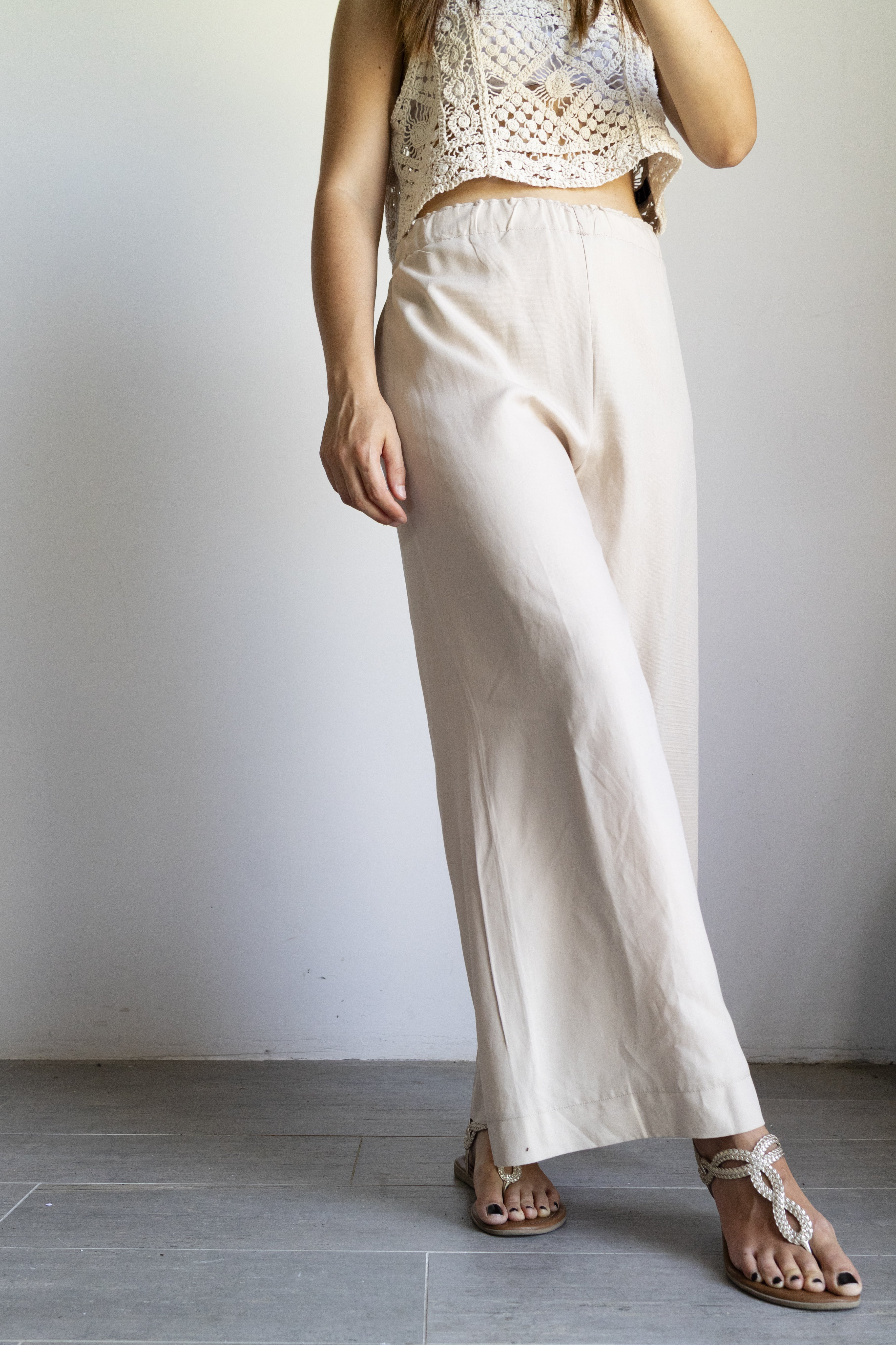 pantalone palazzo crema