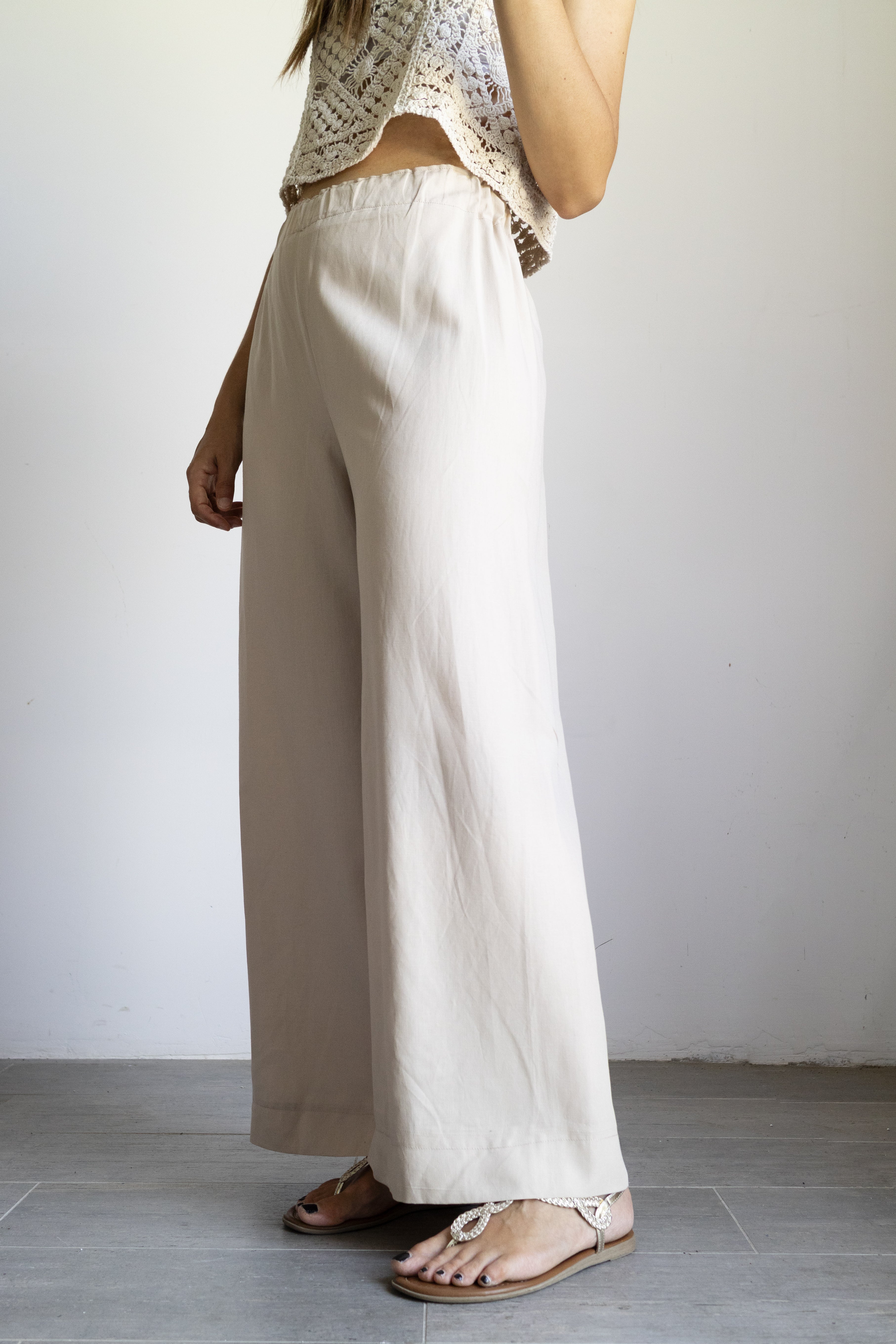 pantalone palazzo crema