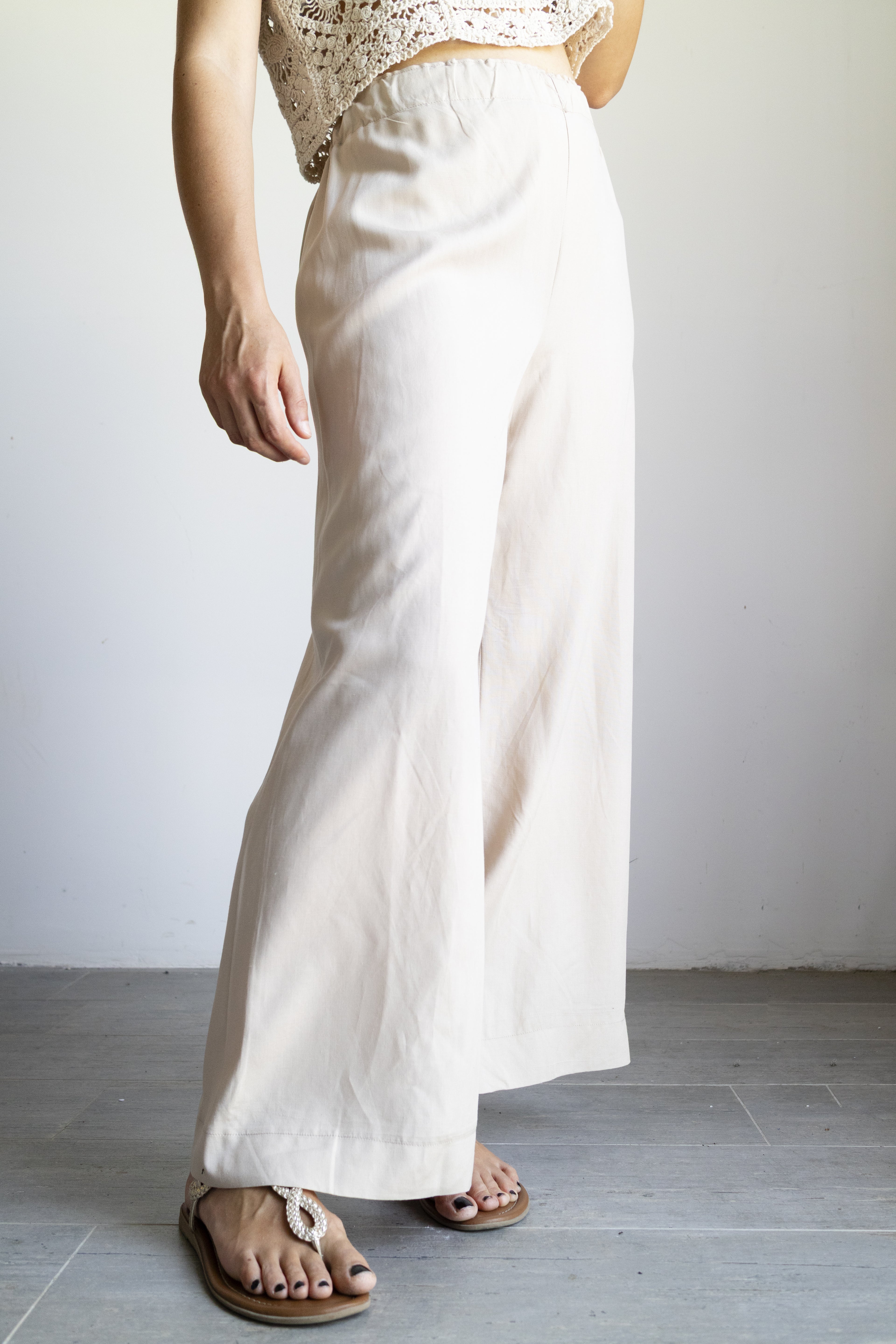 pantalone palazzo crema