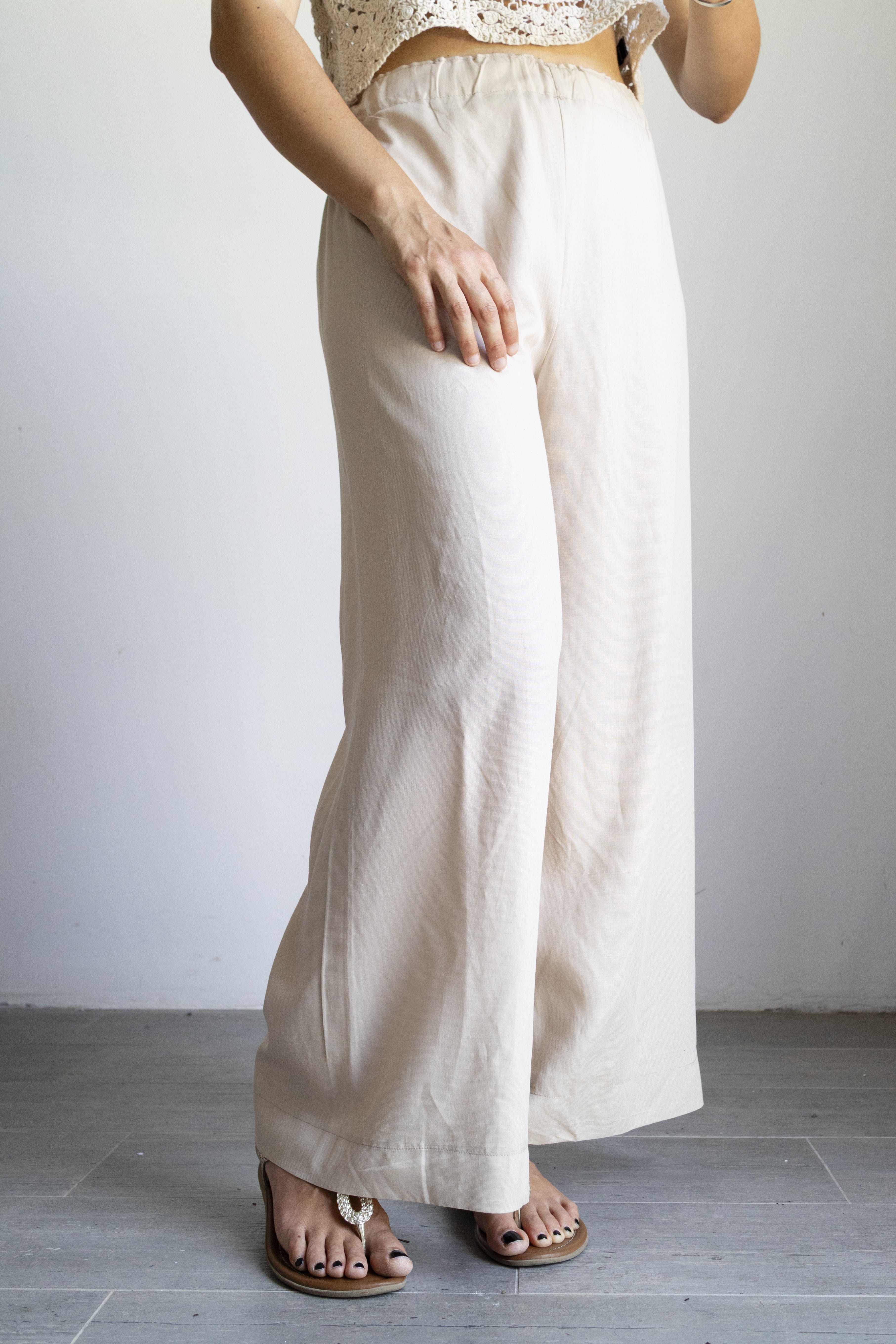 pantalone palazzo crema