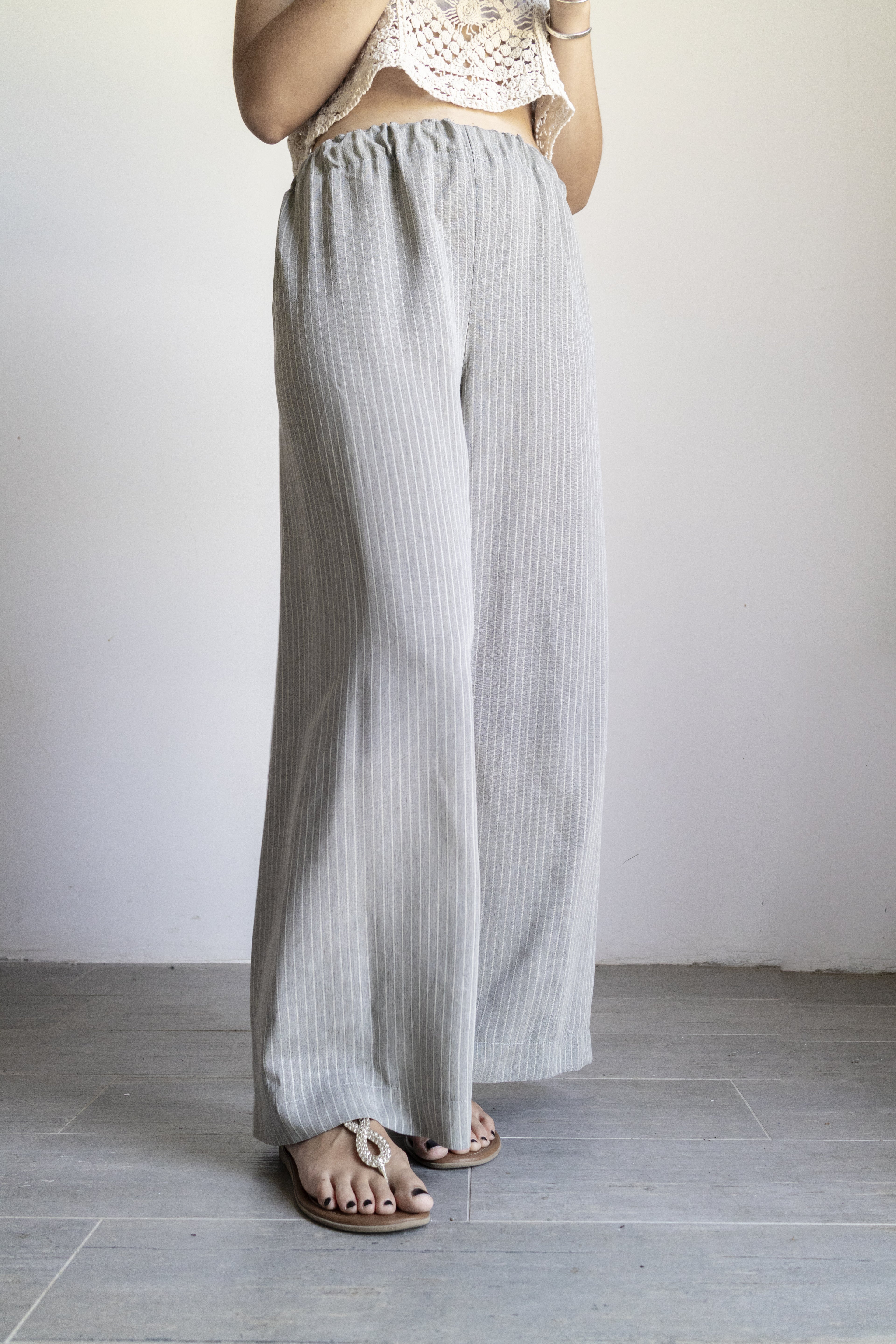 Pantalone Grigio a Righe