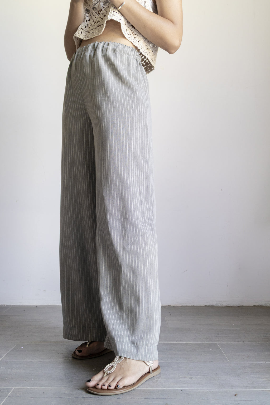 Pantalone Grigio a Righe