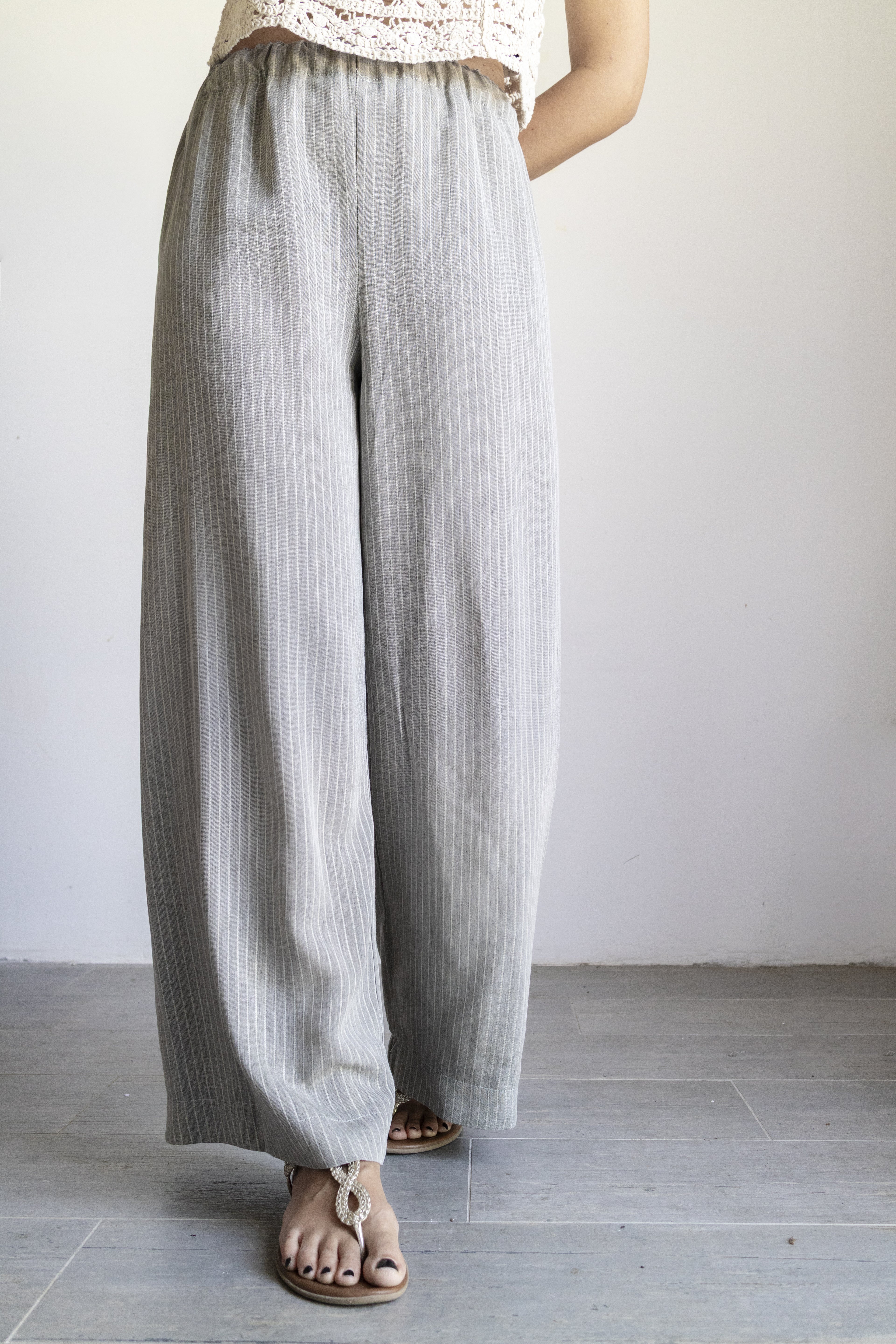 Pantalone Grigio a Righe
