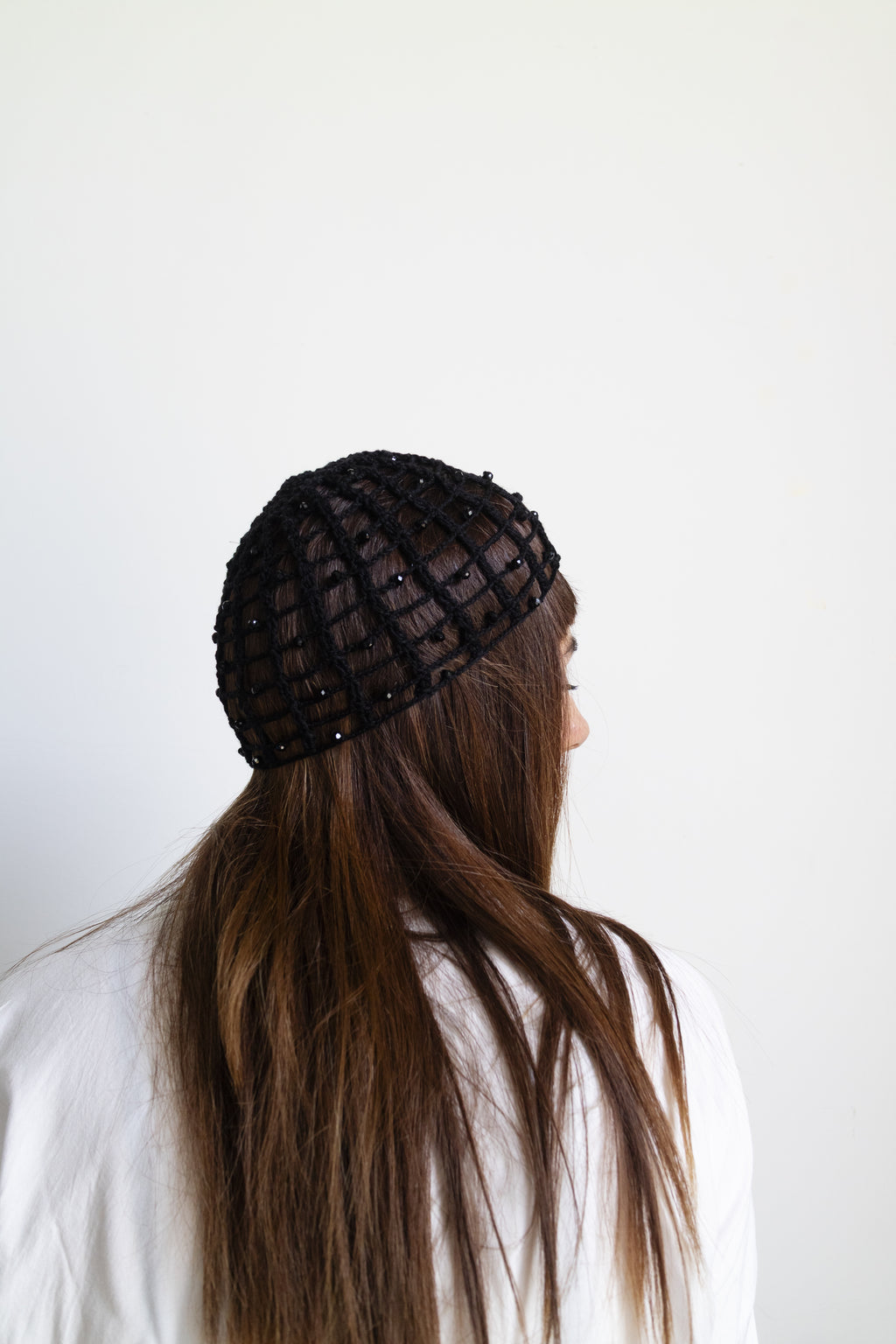 Cappello a Rete Nero con perline