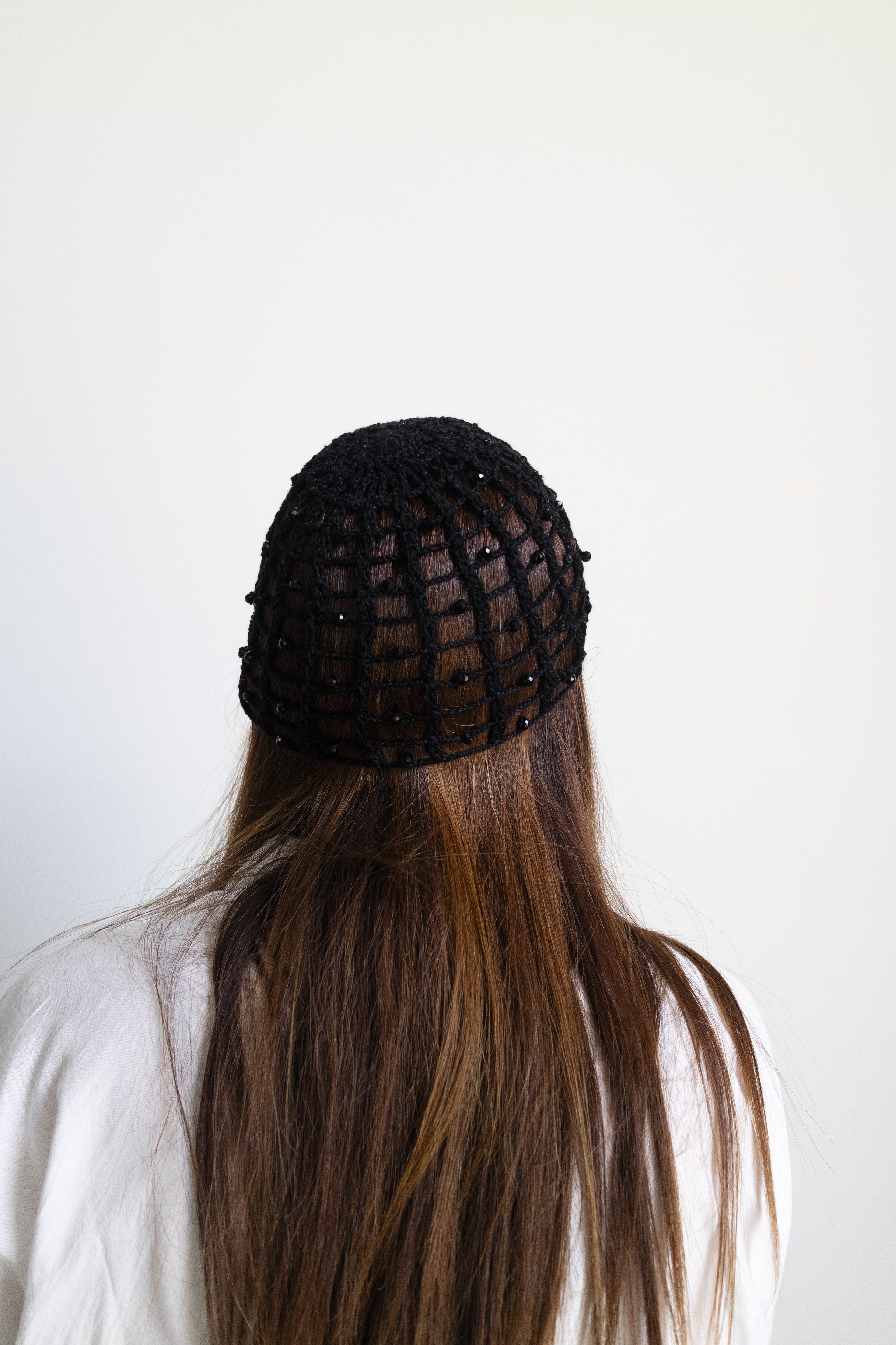 Cappello a Rete Nero con perline