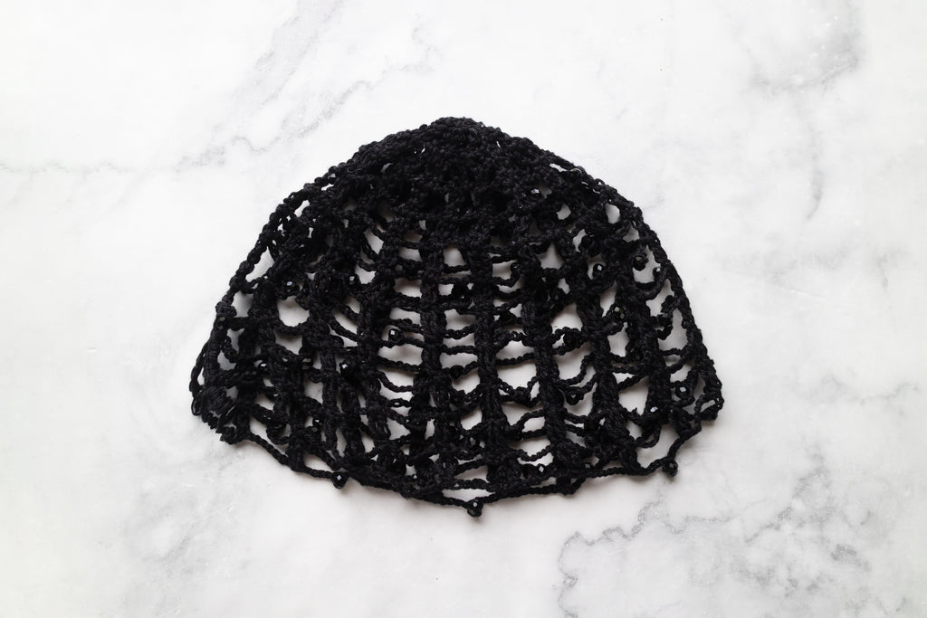 Cappello a Rete Nero con perline