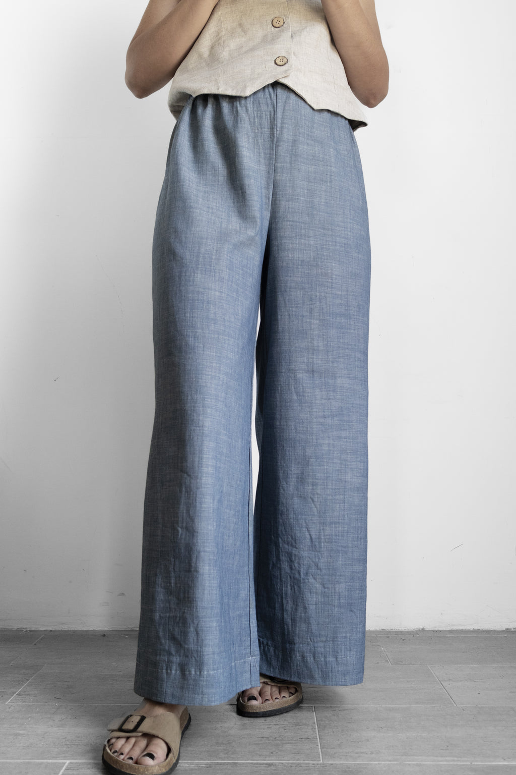 Pantalone palazzo light blu