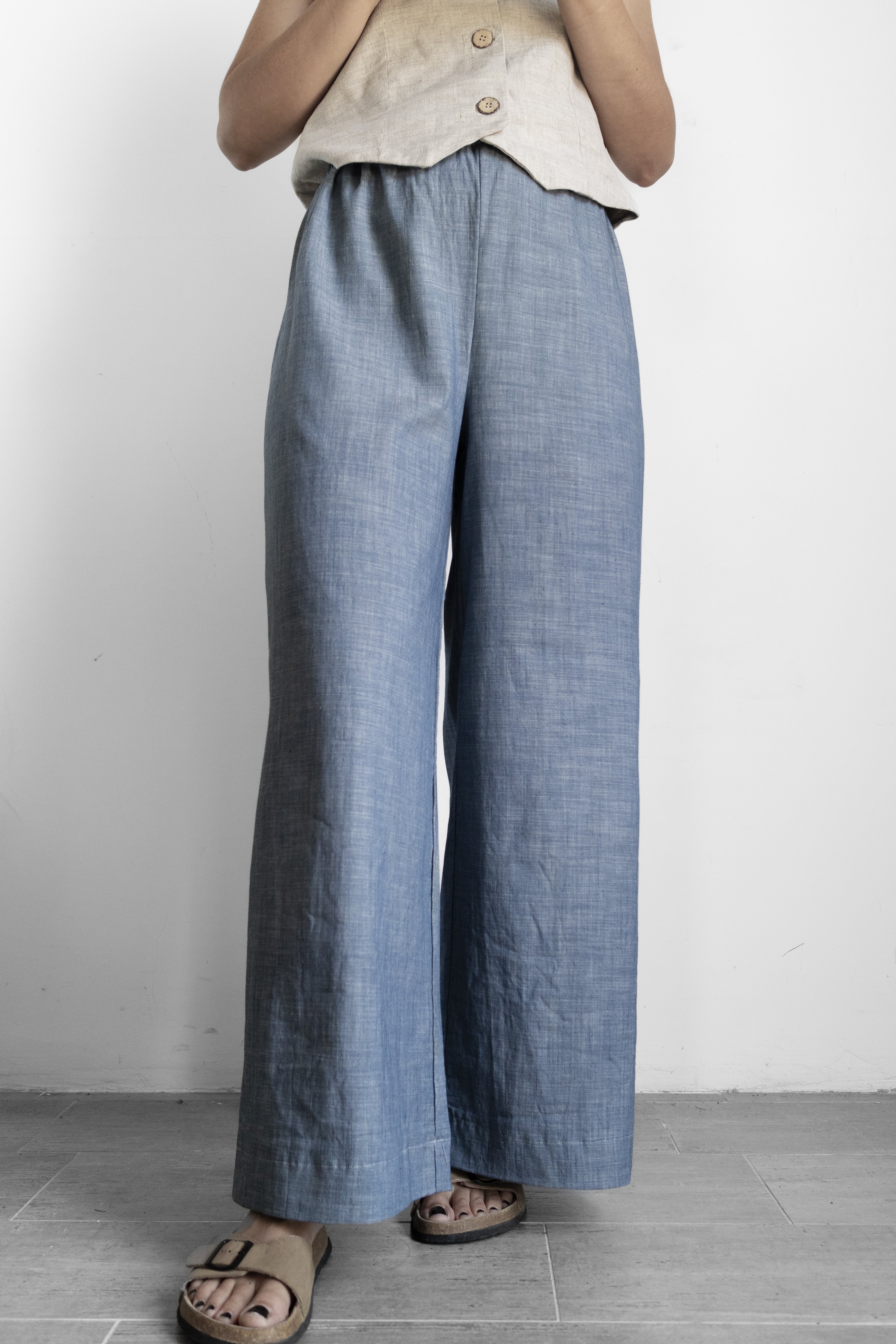 Pantalone palazzo light blu