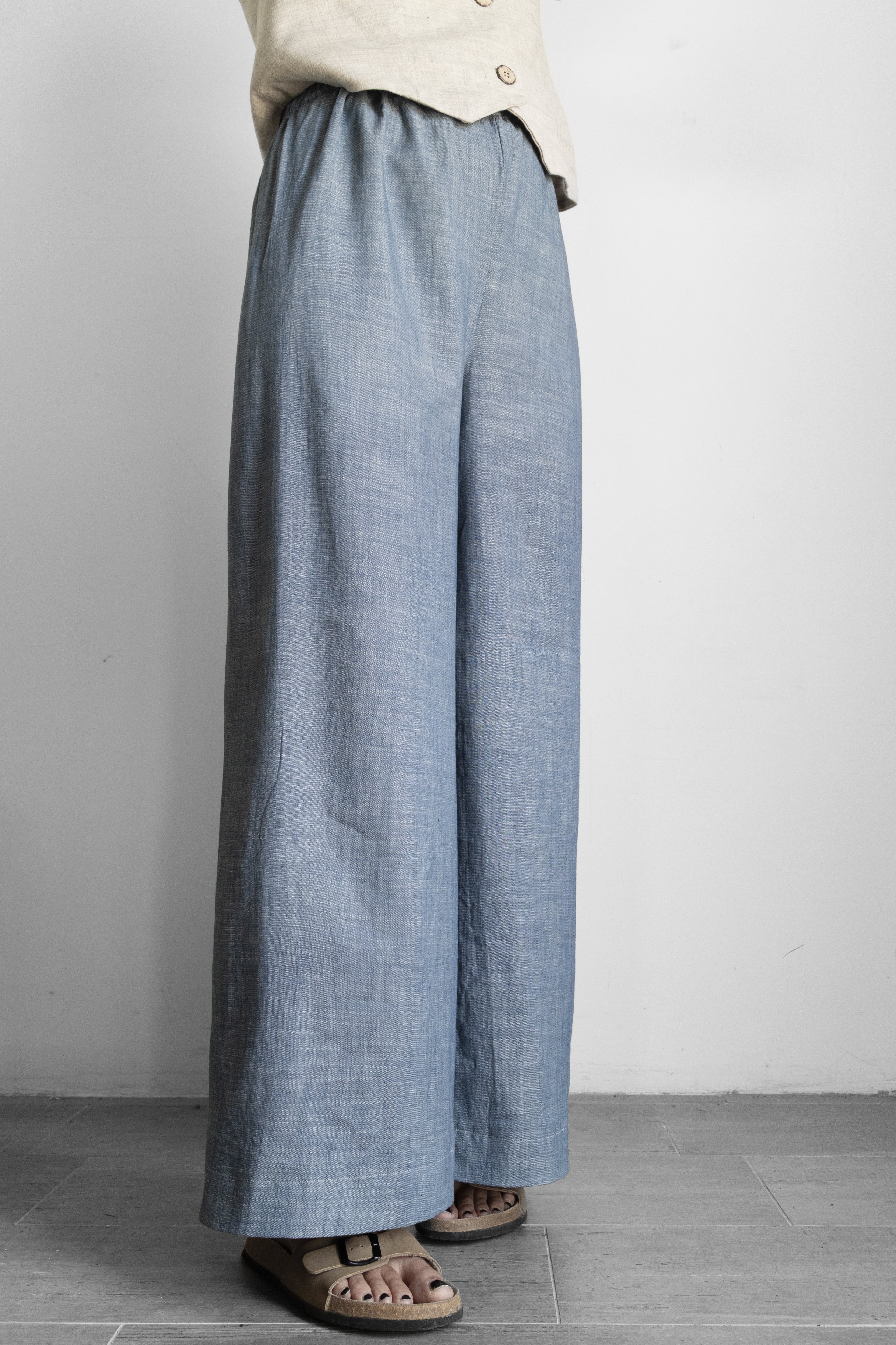 Pantalone palazzo light blu