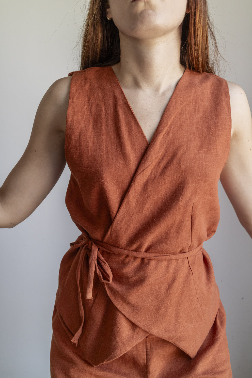 Gilet Ruggine Lino