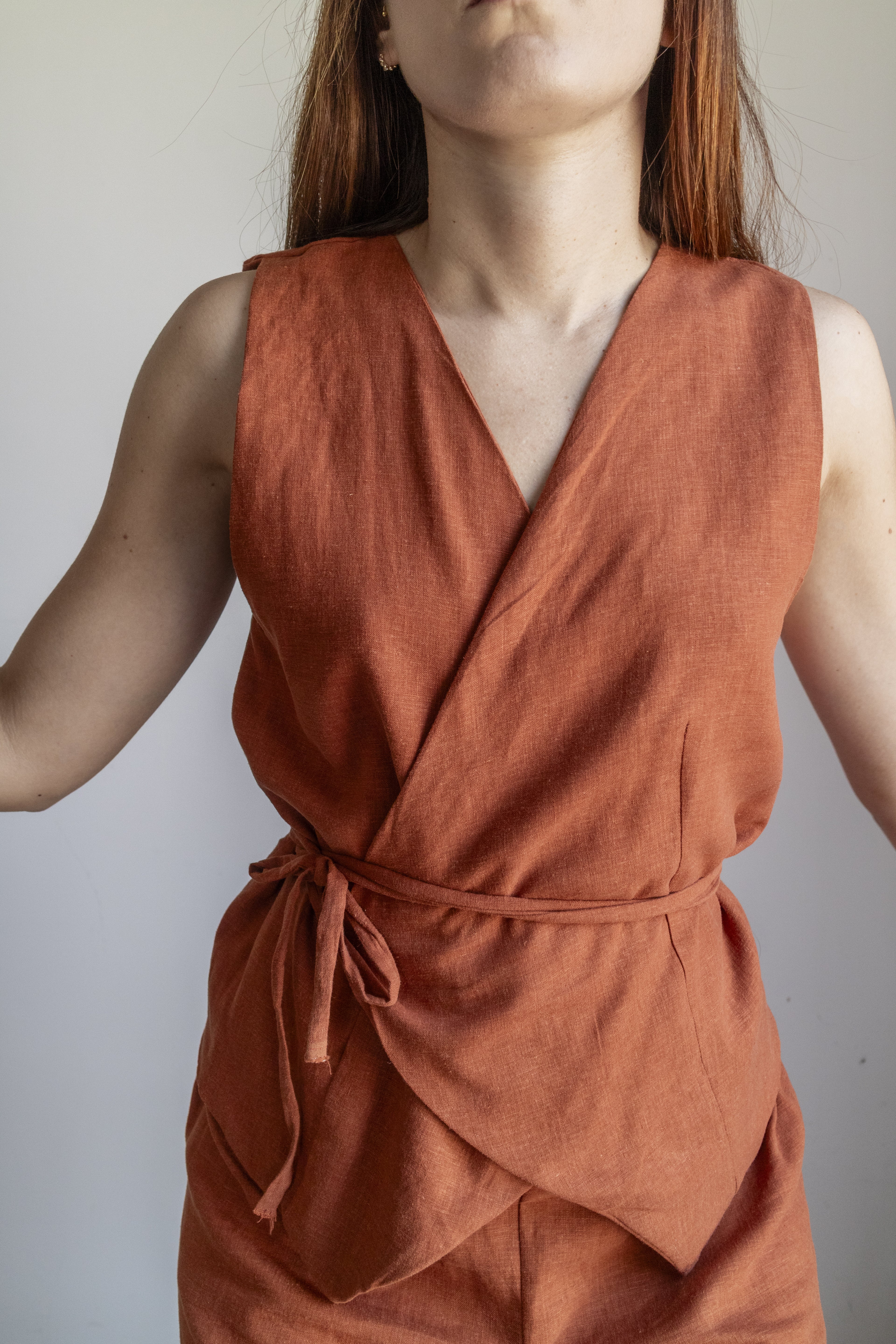 Gilet Ruggine Lino