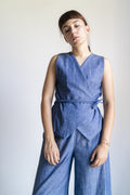Gilet Blu Misto Lino
