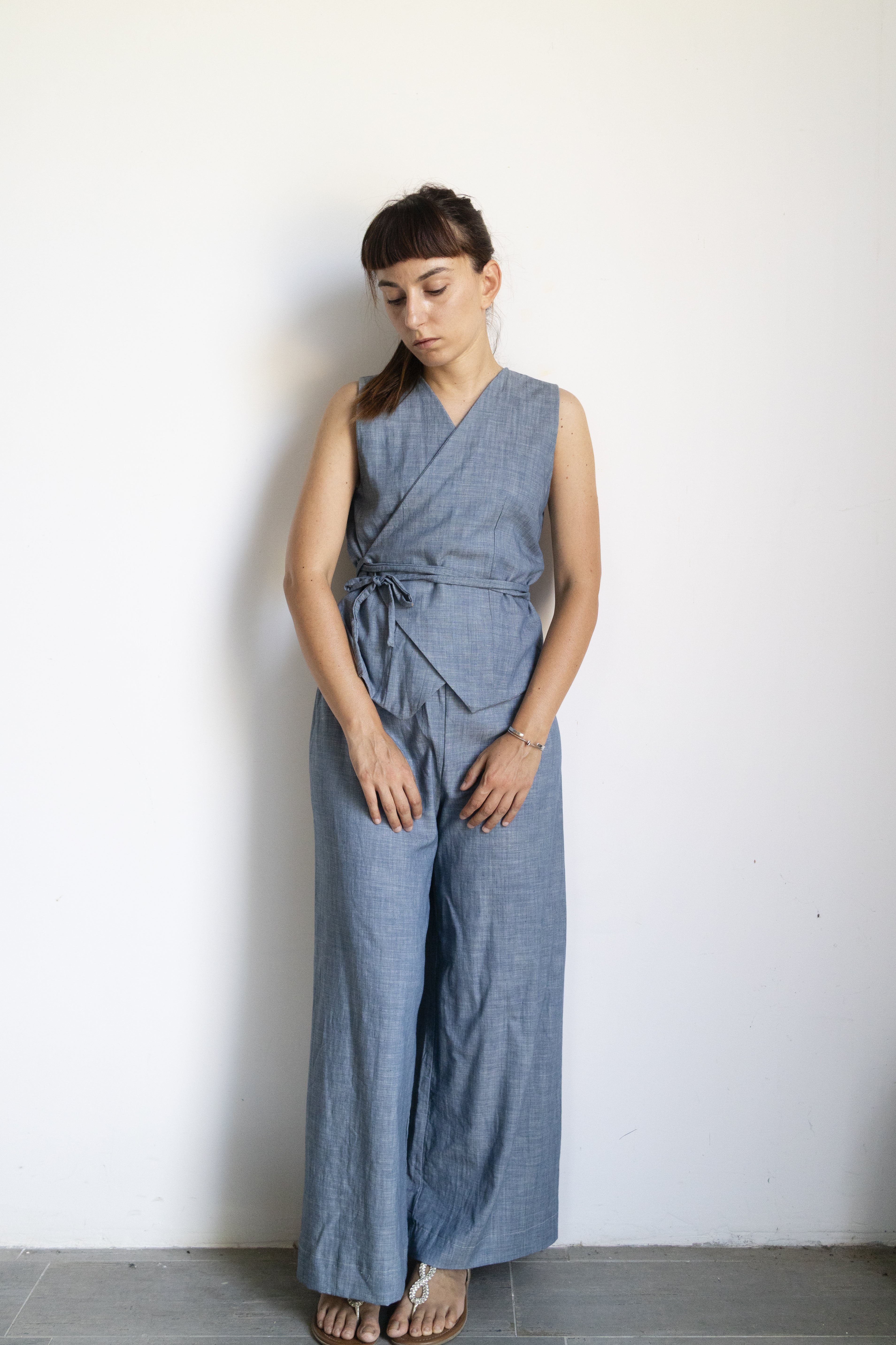 Gilet light blu Misto Lino