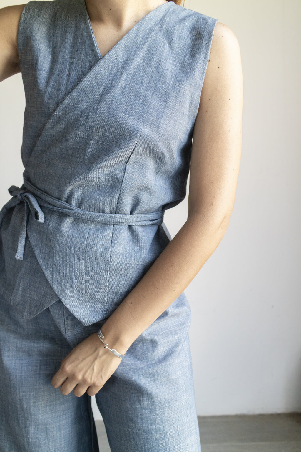 Gilet light blu Misto Lino