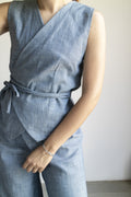 Gilet light blu Misto Lino