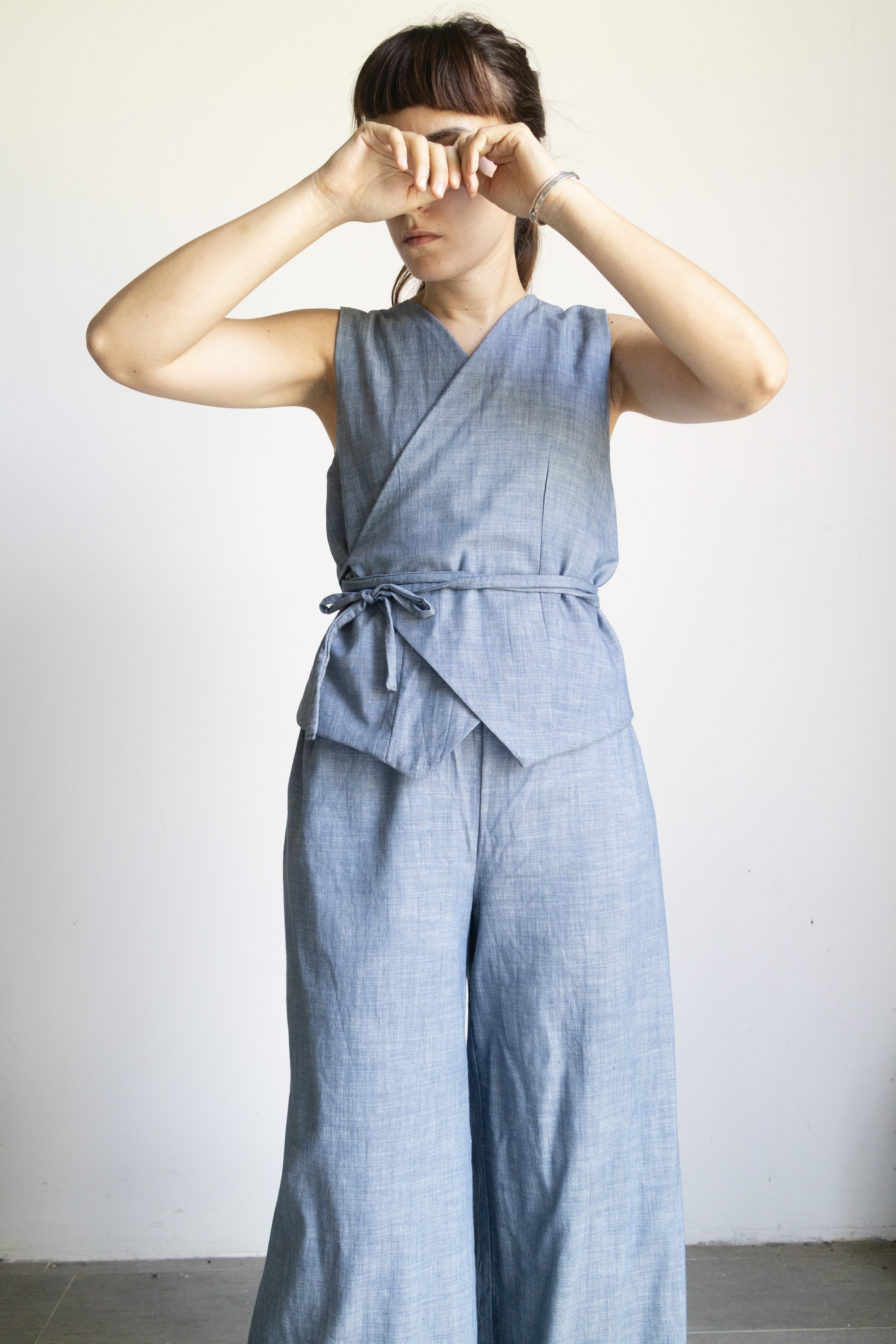 Gilet light blu Misto Lino