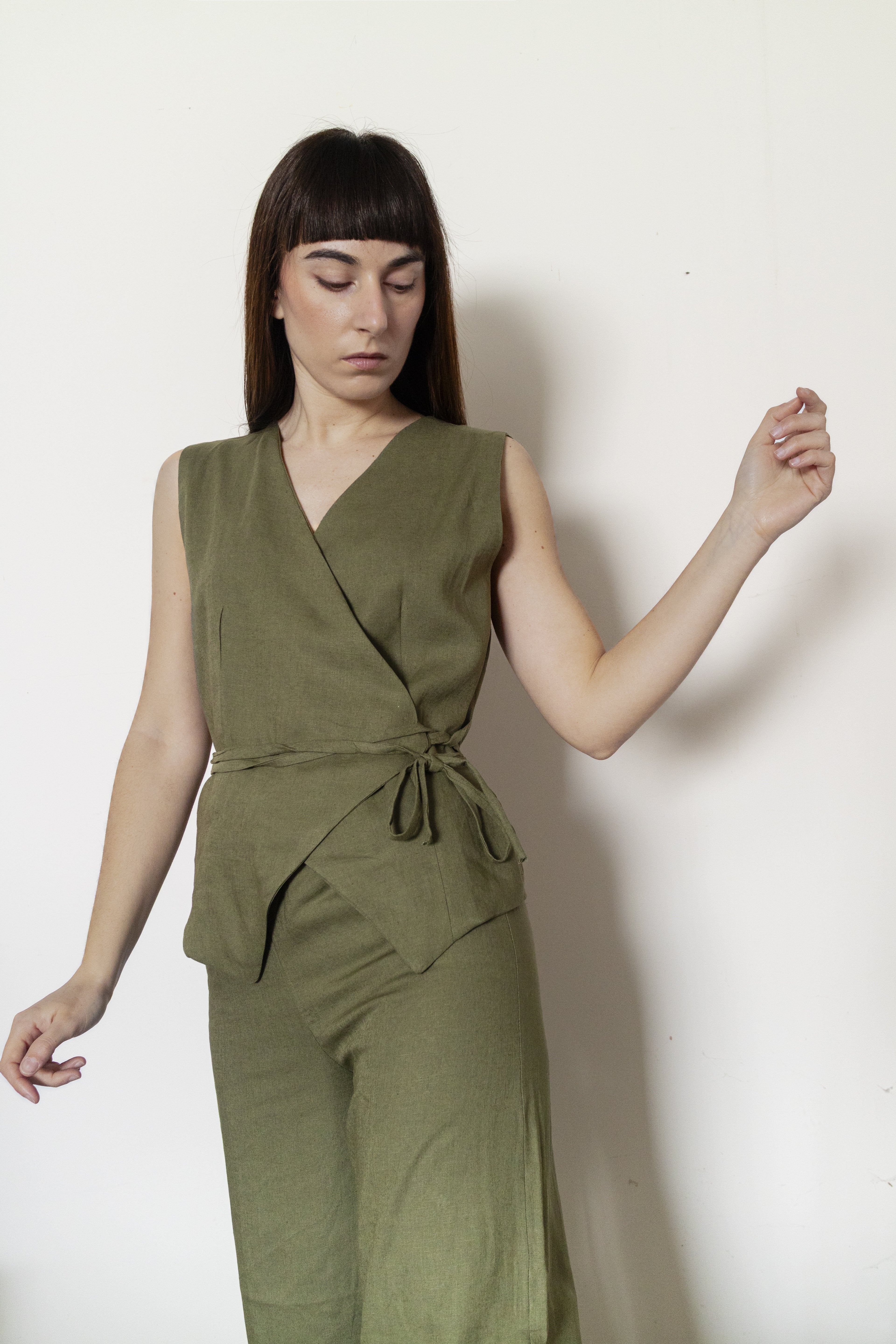 Pantalone Palazzo Verde Lino