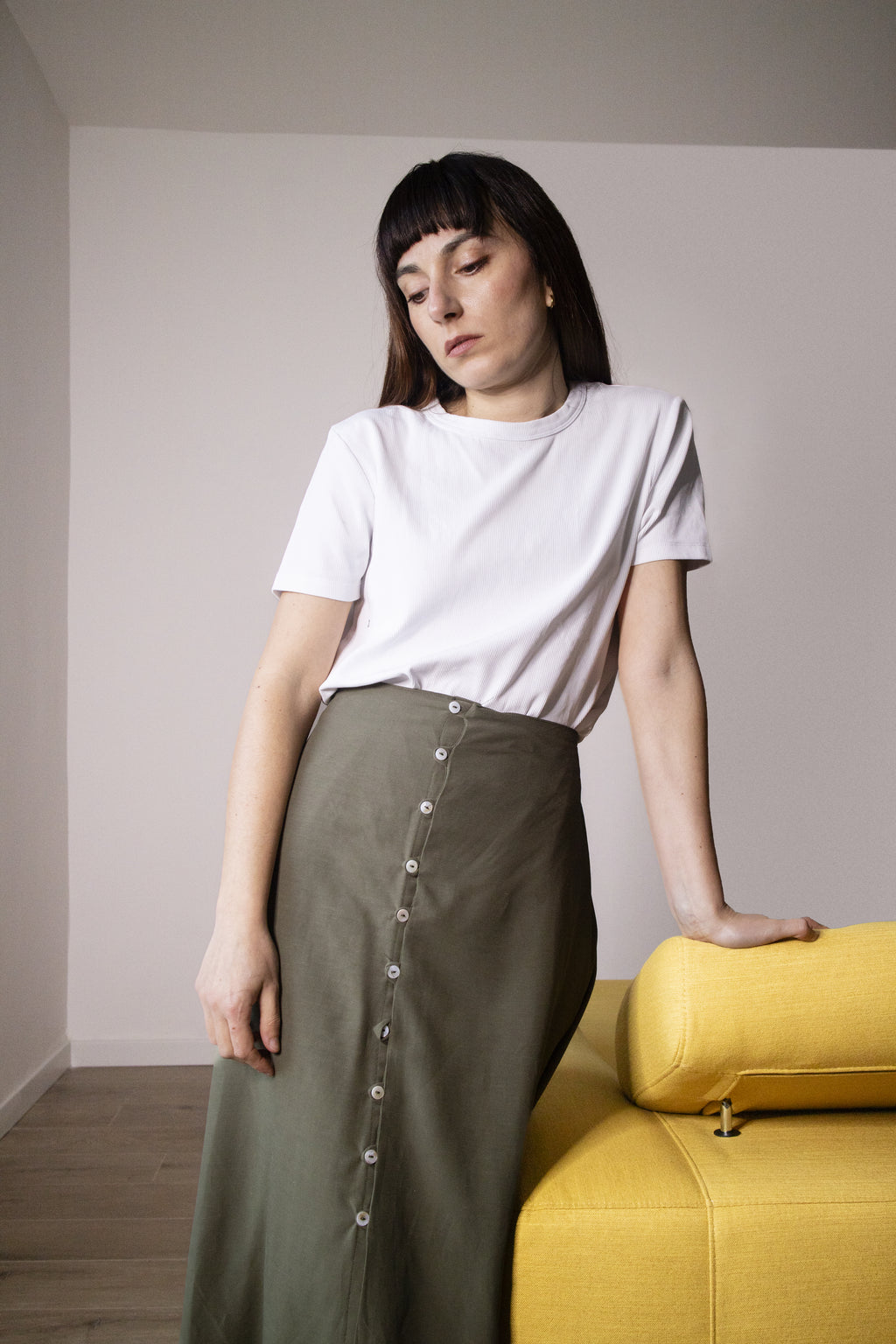 Gonna Verde Juliette con Bottoni