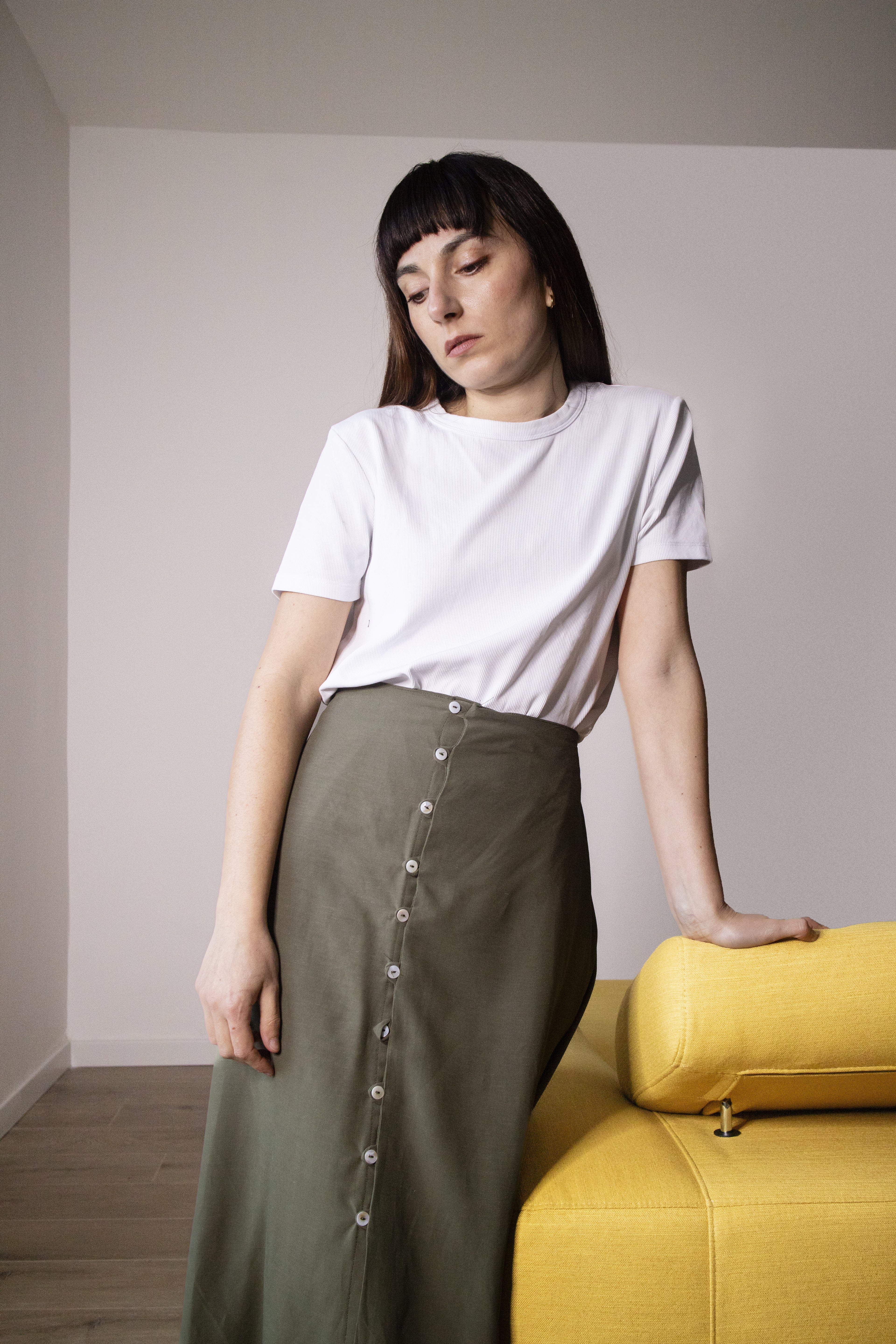Gonna Verde Juliette con Bottoni