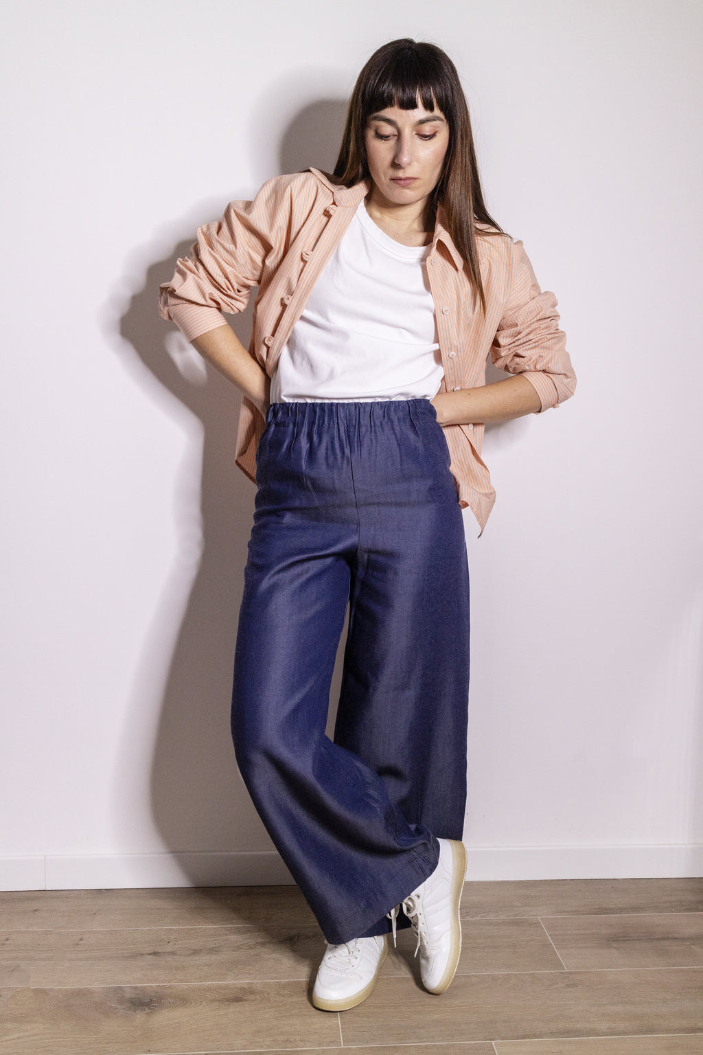 Pantalone Palazzo Blu Effetto Jeans