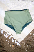 Bikini vita alta double face ottanio e verde