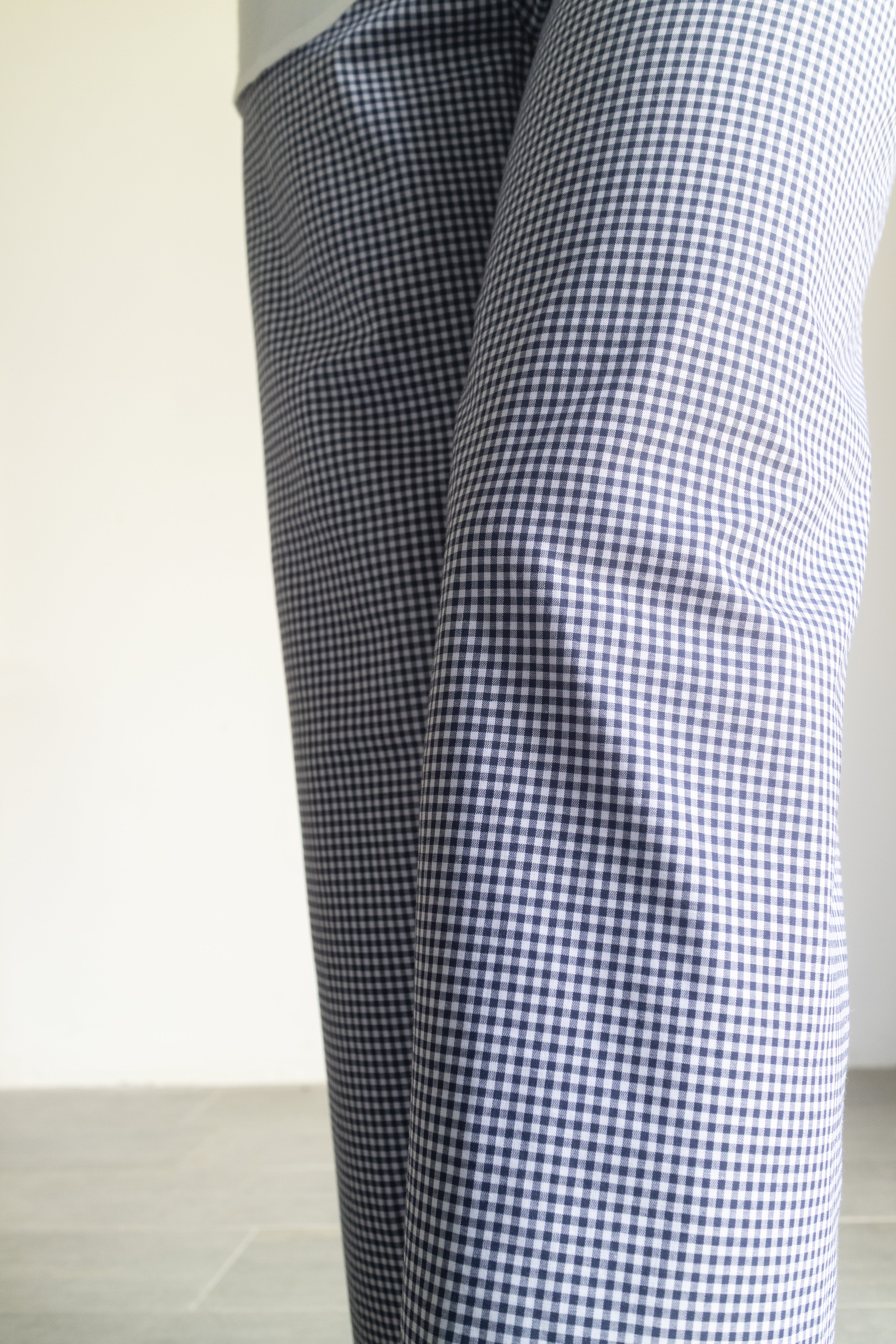 Pantaloni Vichy Bianco Blu