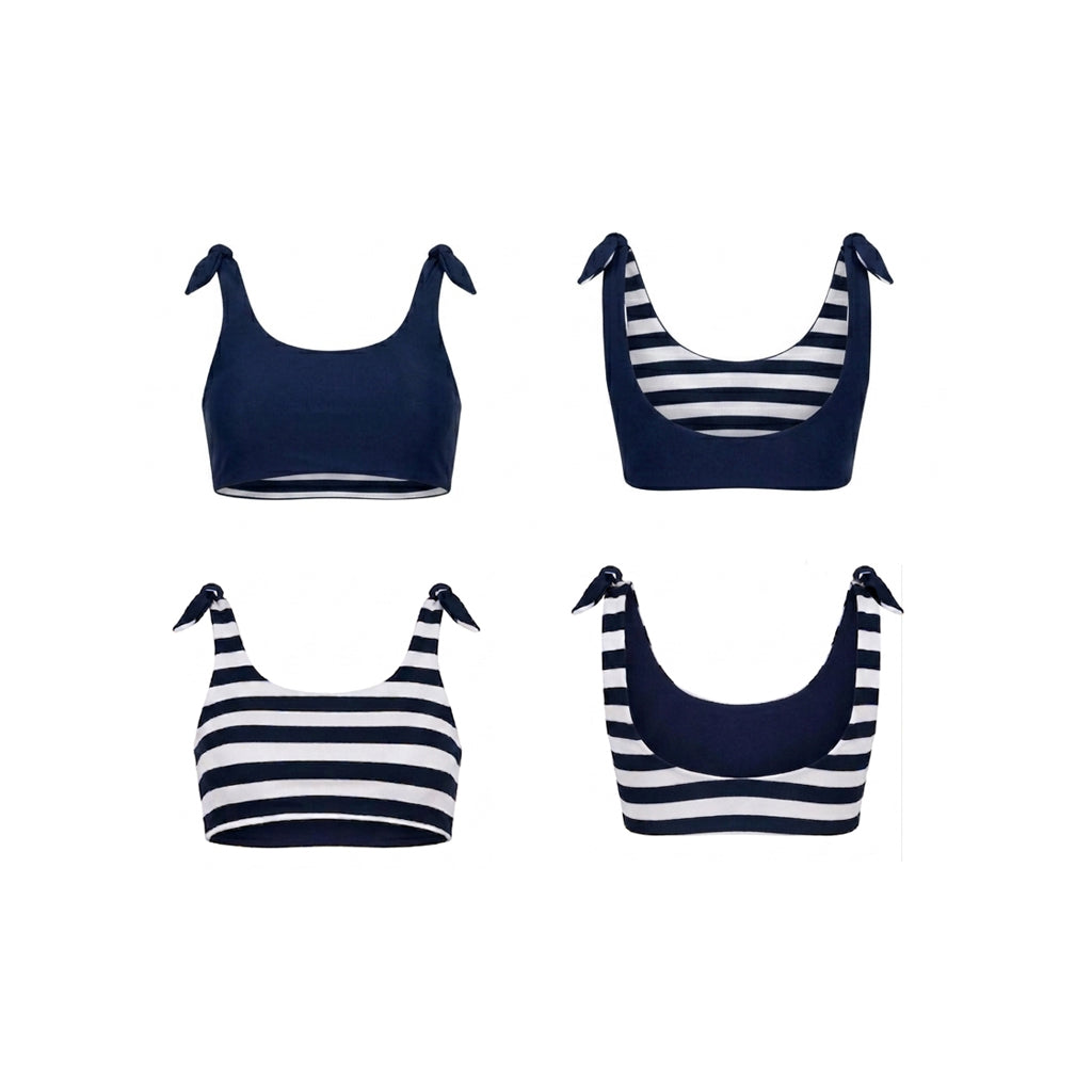 Bikini top double face righe e blu