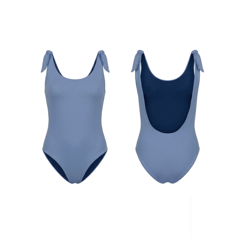 Costume intero double face carta da zucchero e blu