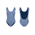 Costume intero double face carta da zucchero e blu