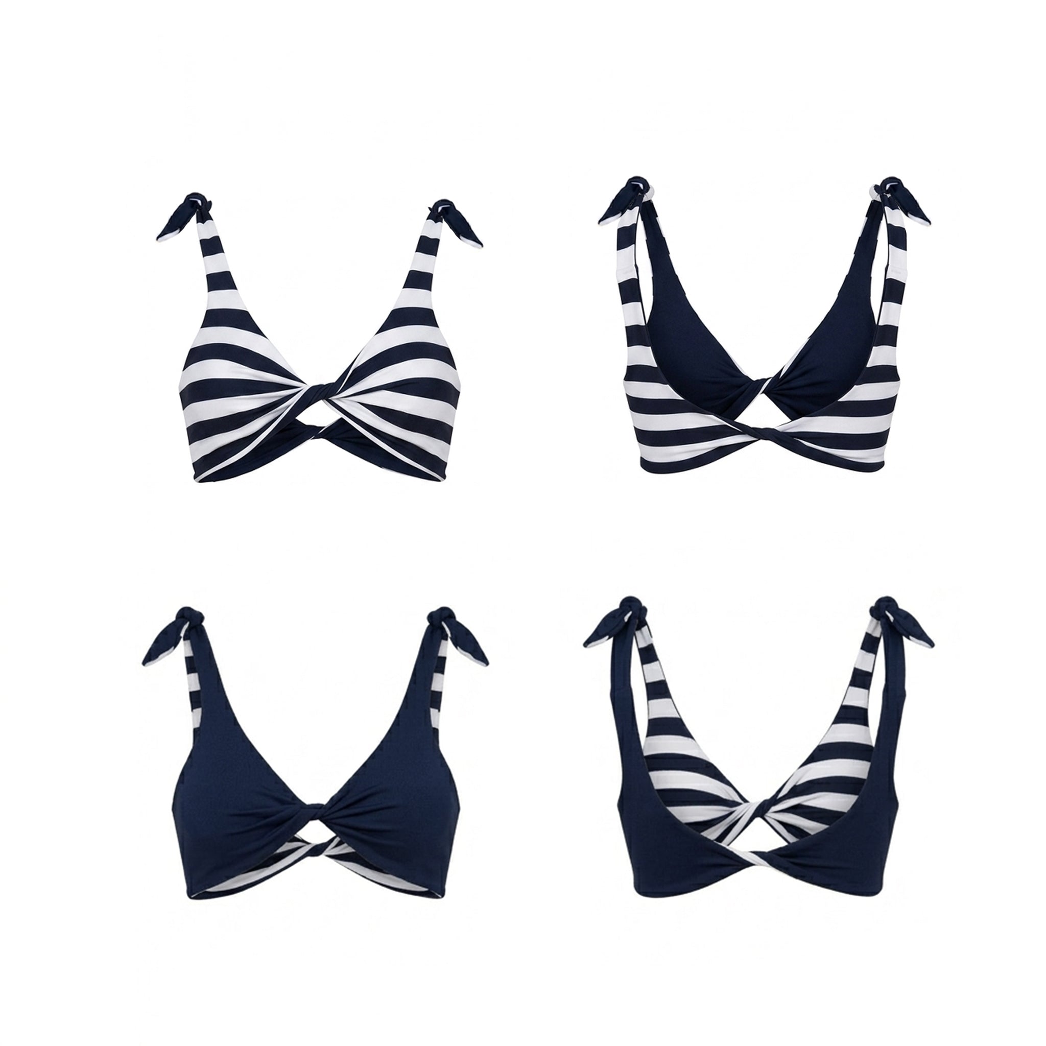 Bikini top double face righe e blu