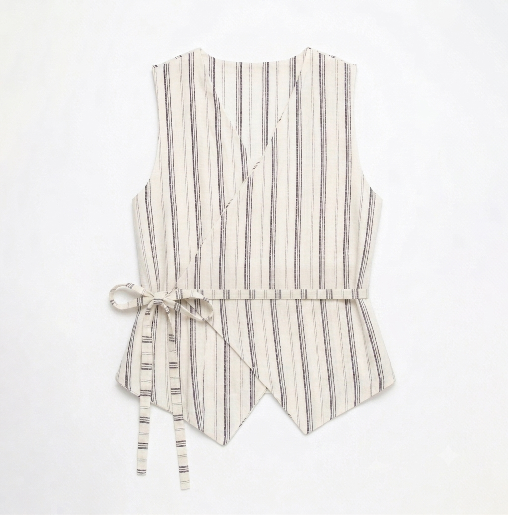 Gilet righe lino